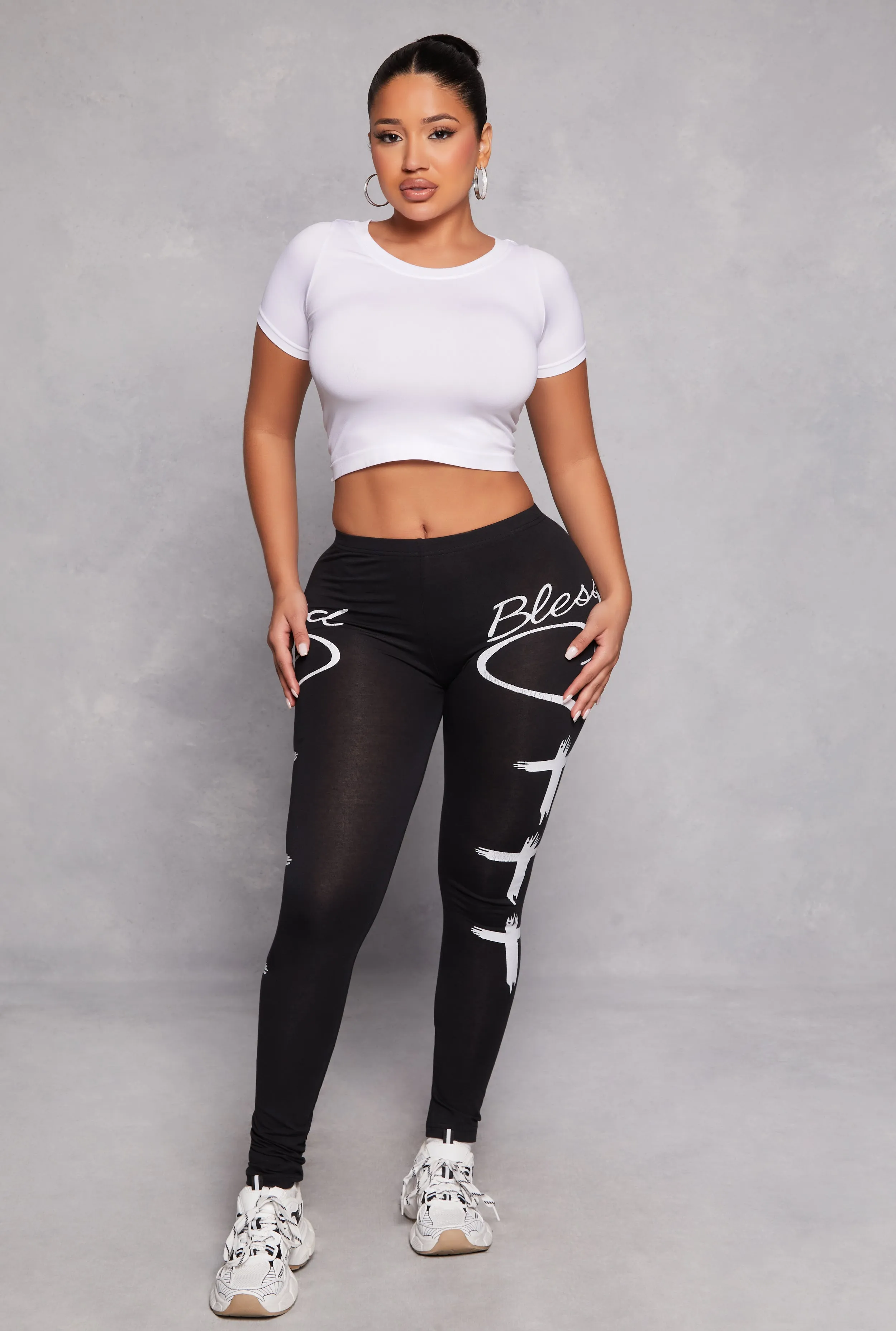 Blessed Cross Print Leggings sold by Rainbow
