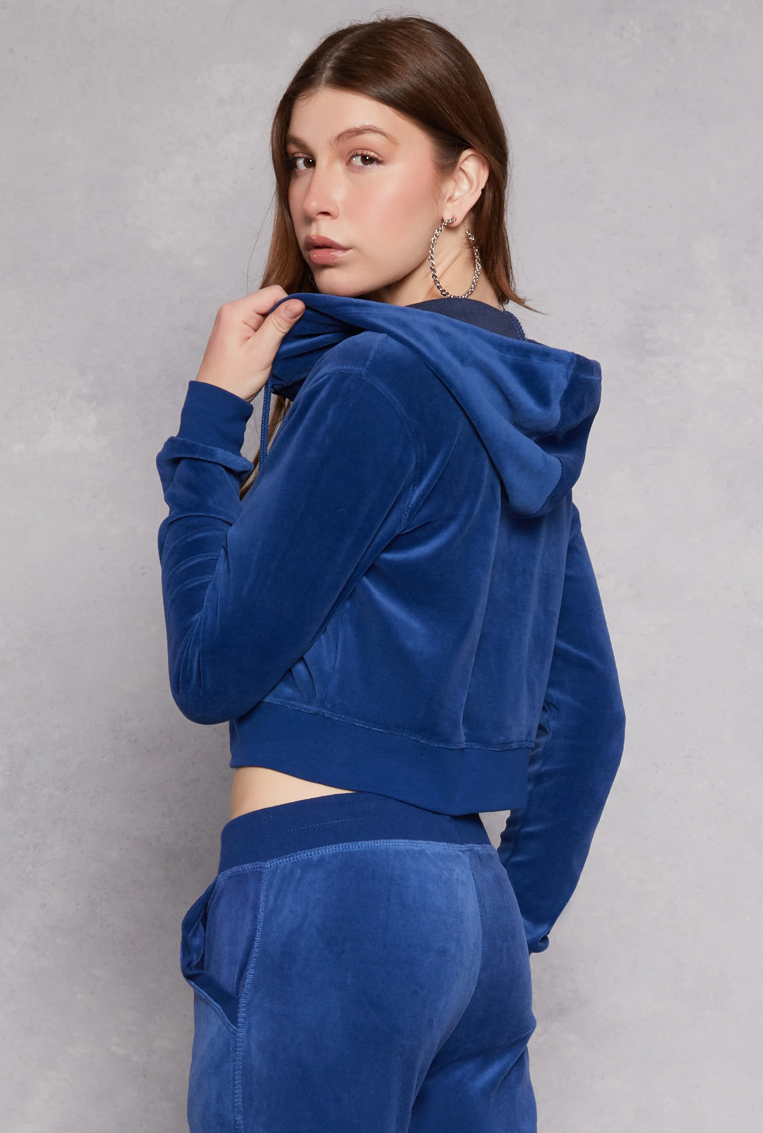 Velour Basic Zip Front Hoodie sold by Rainbow product image thumbnail 3