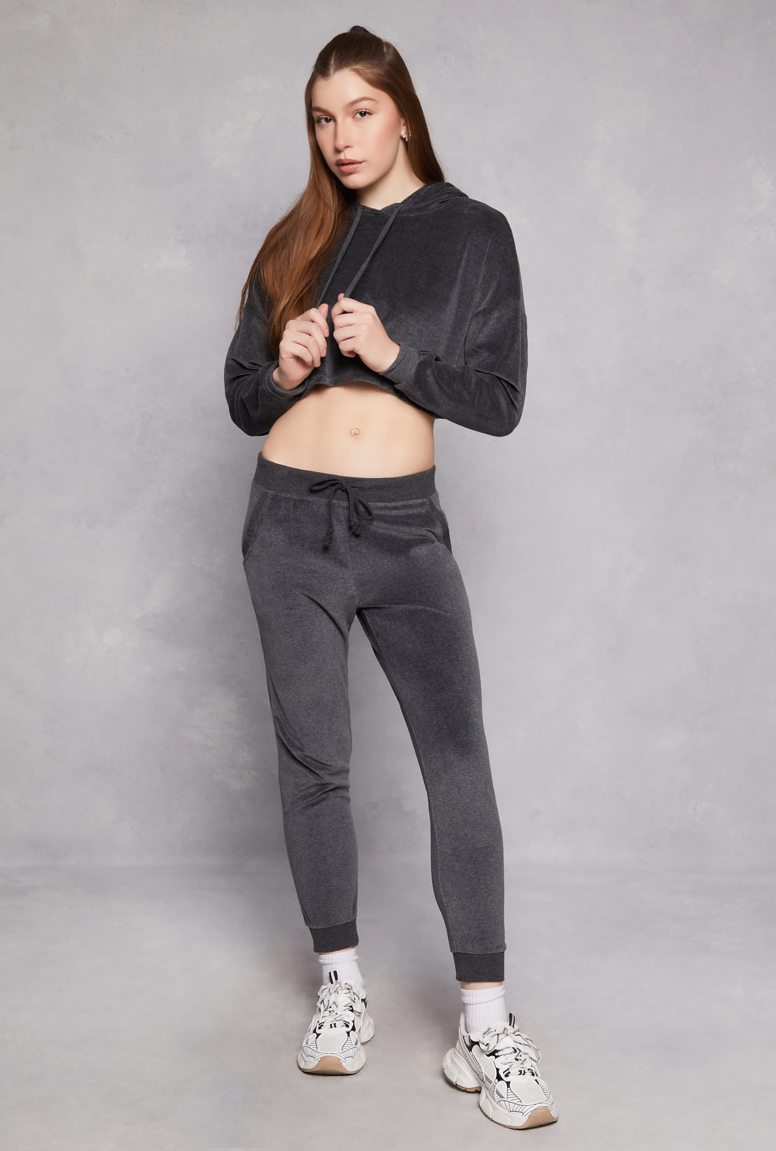 Velour Pullover Cropped Hoodie sold by Rainbow product image thumbnail 2