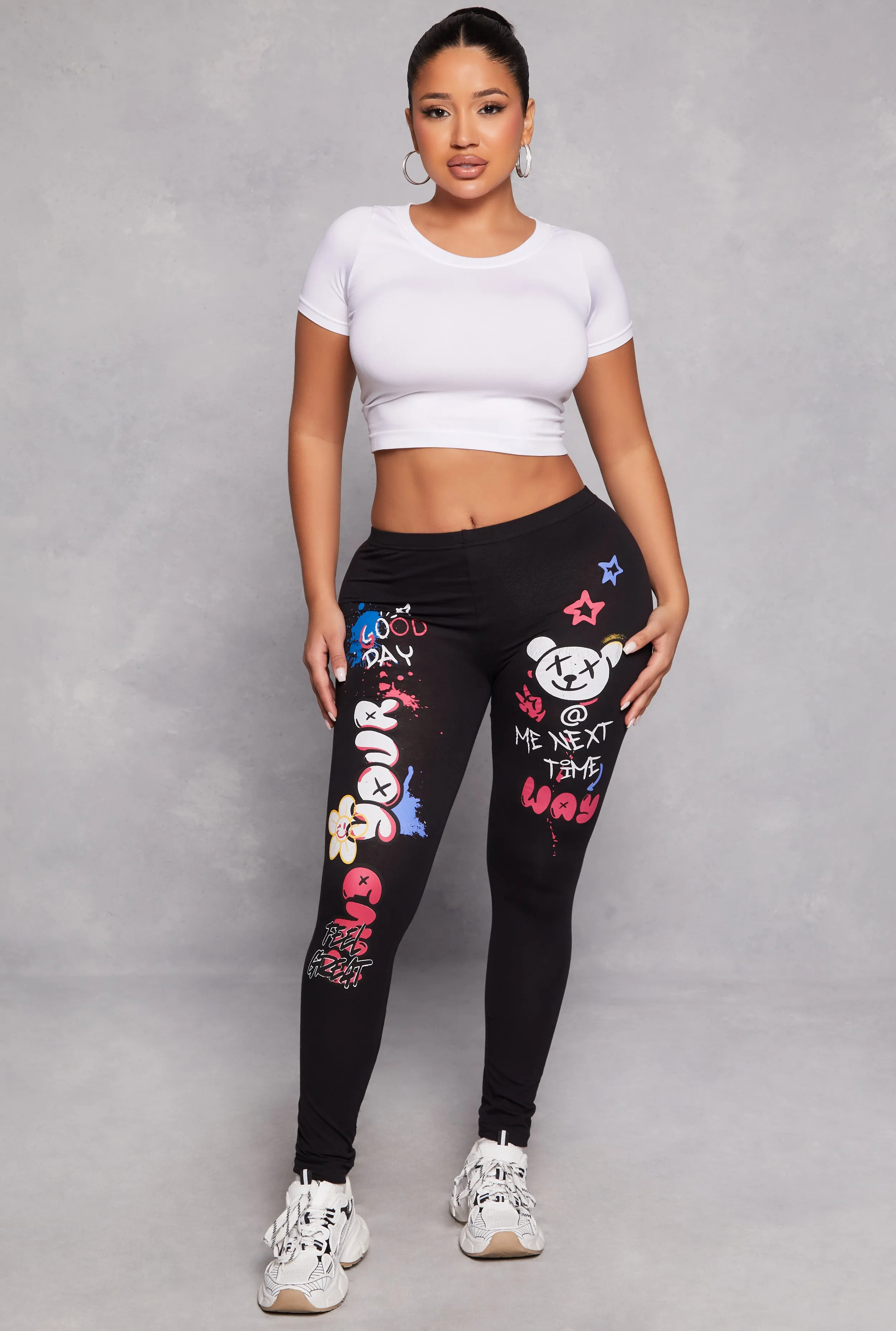 Graffiti Graphic Print Leggings sold by Rainbow
