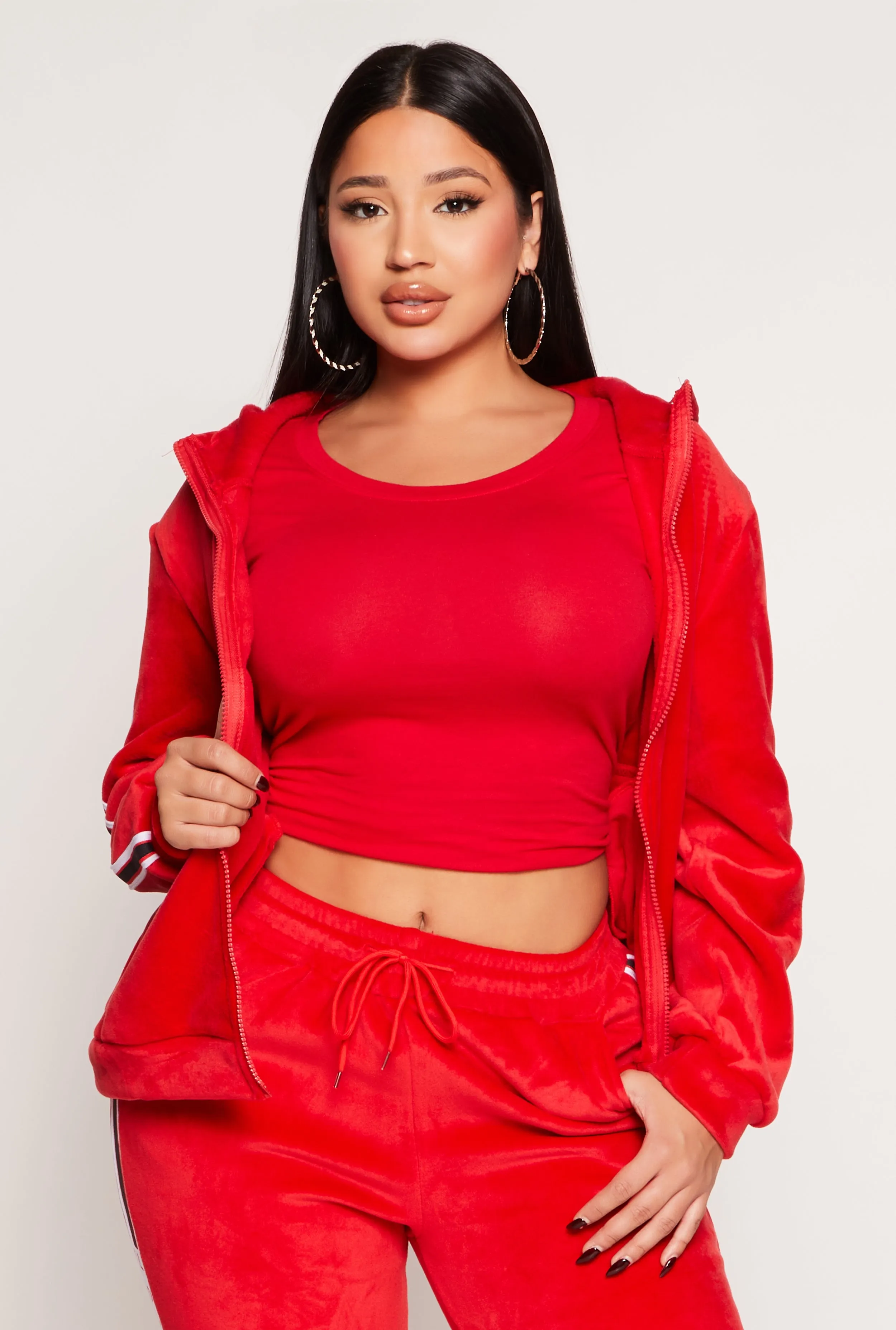 Love Varsity Stripe Zip Up Velour Hoodie sold by Rainbow