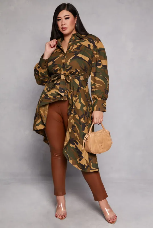 Plus Size Camo High Low Shirt sold by Rainbow