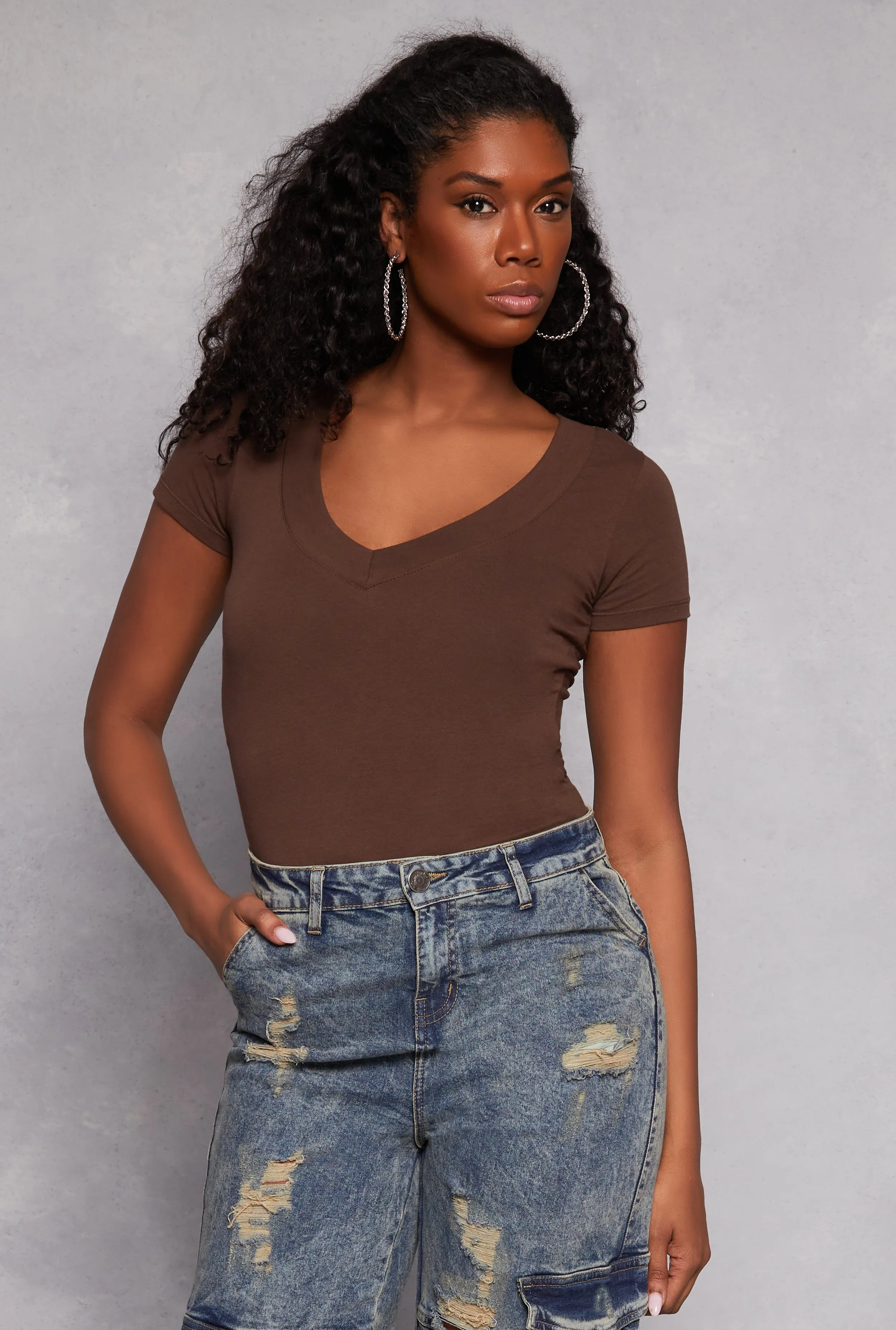 Short Sleeve V Neck T Shirt sold by Rainbow