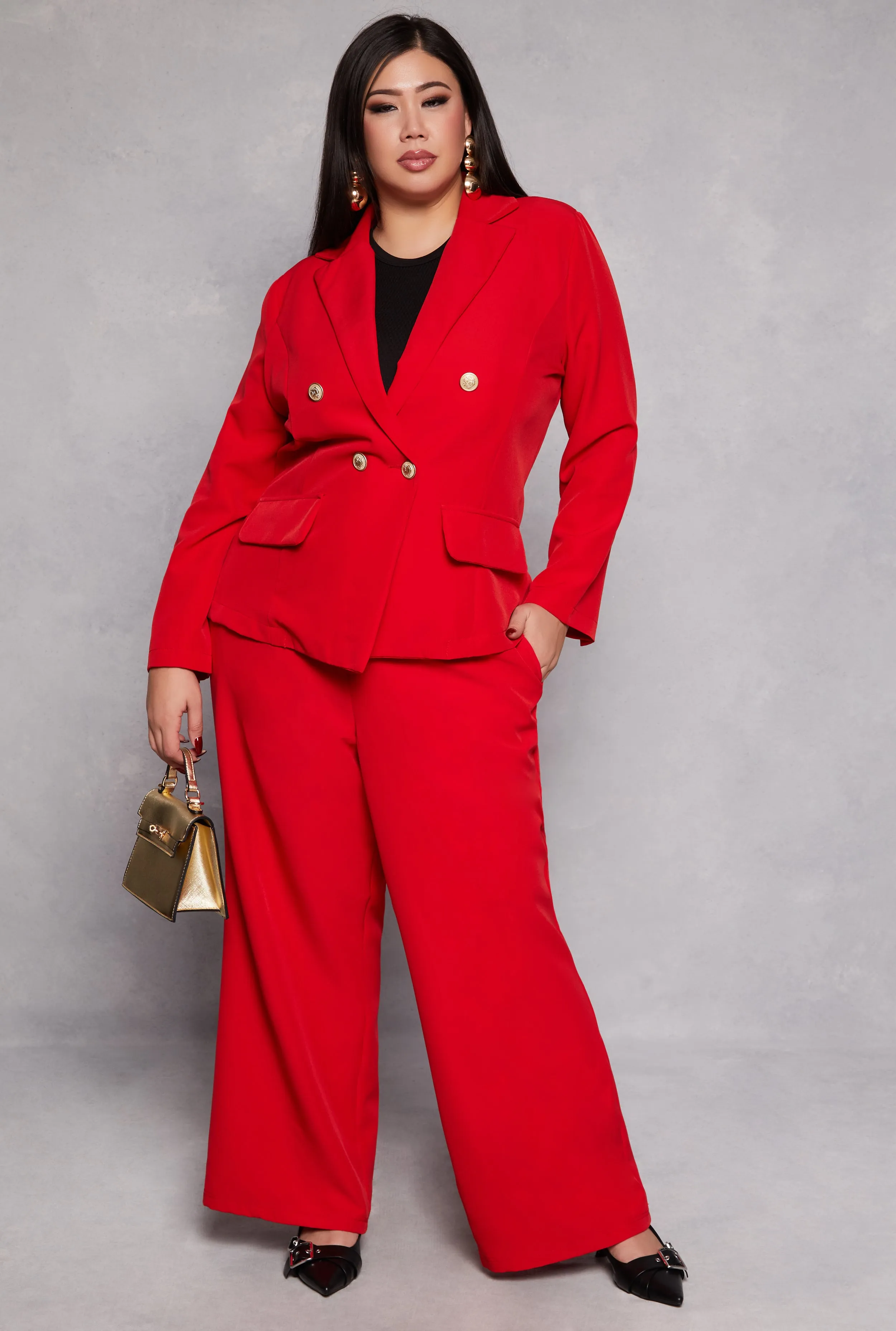 Plus Size Double Breasted Button Front Blazer sold by Rainbow product image thumbnail 2