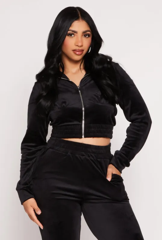 Iris Velour Zip Front Cropped Hoodie sold by Rainbow