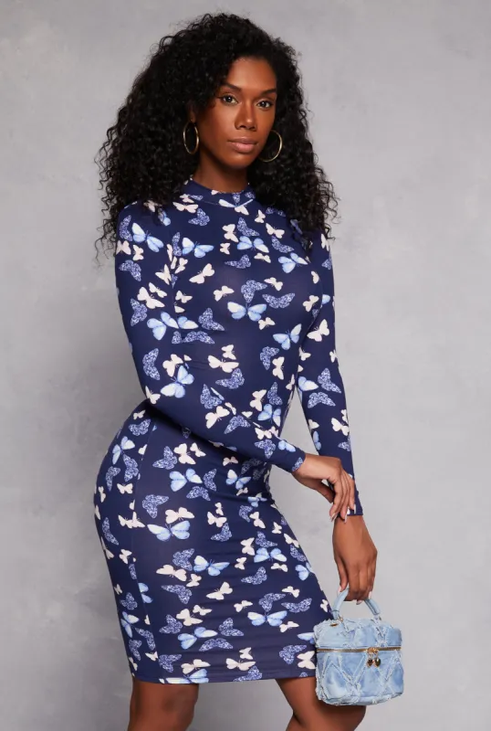 Patterned Long Sleeve Midi Dress sold by Rainbow