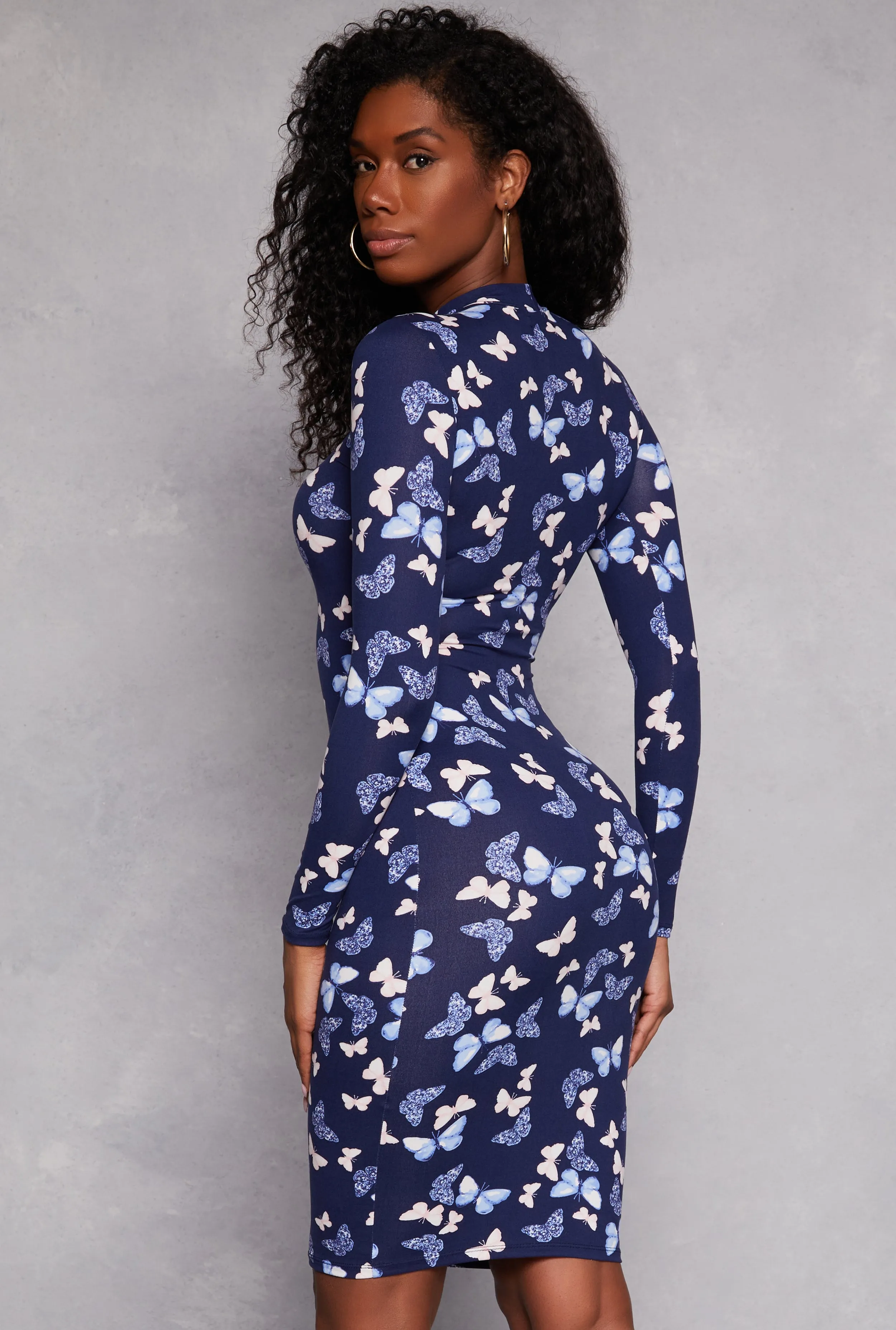 Patterned Long Sleeve Midi Dress sold by Rainbow product image thumbnail 3
