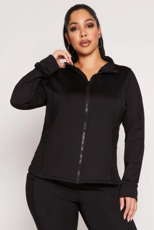 Plus Size Zip Front Active Track Jacket sold by Rainbow