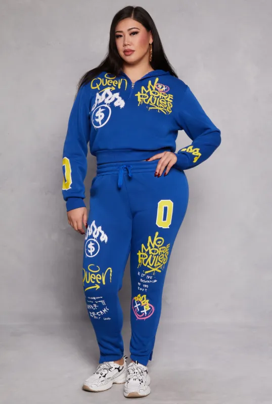 Plus Size Graffiti Print Sweatpants sold by Rainbow