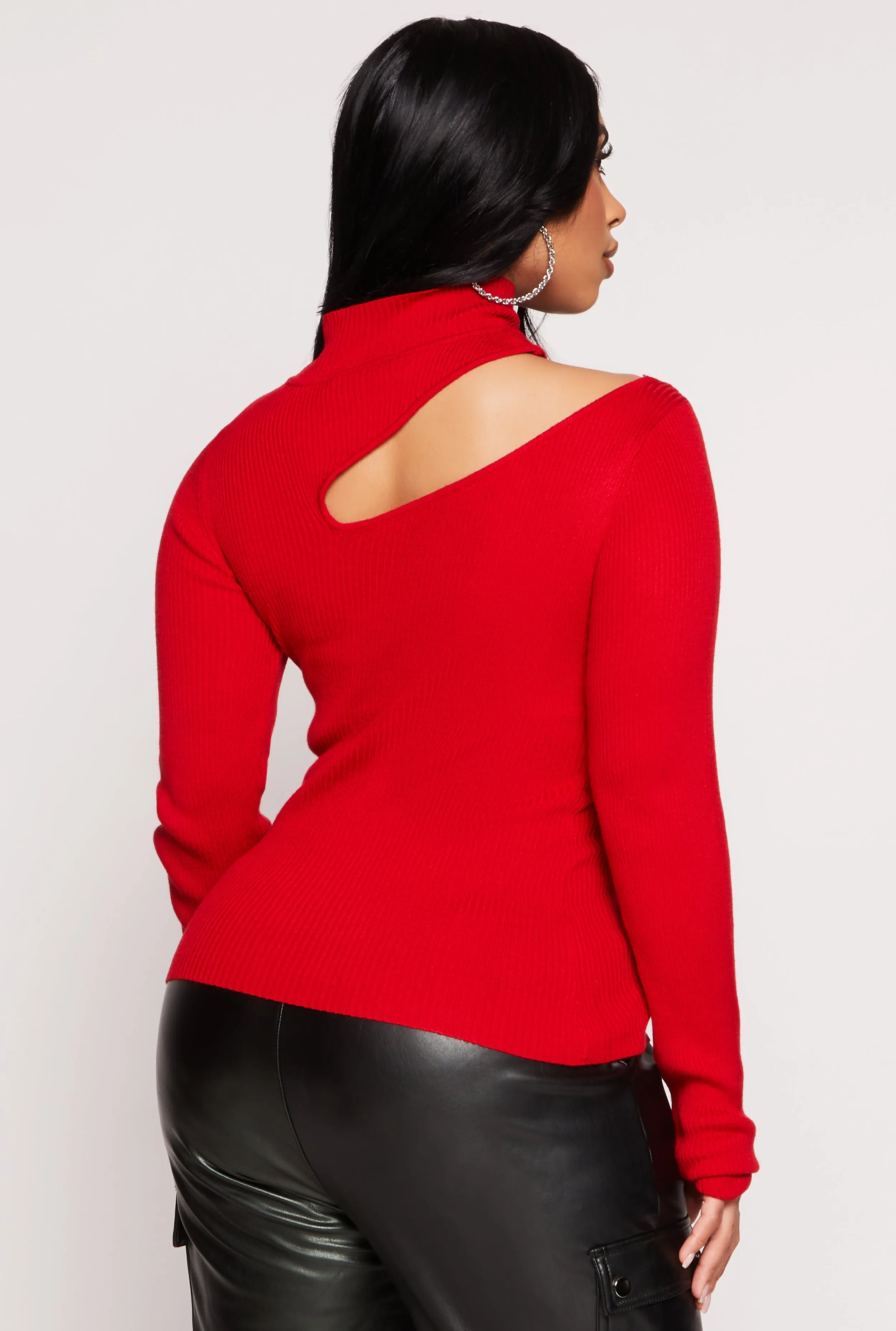 Asymmetrical Cut Out Mock Neck Sweater sold by Rainbow product image thumbnail 3