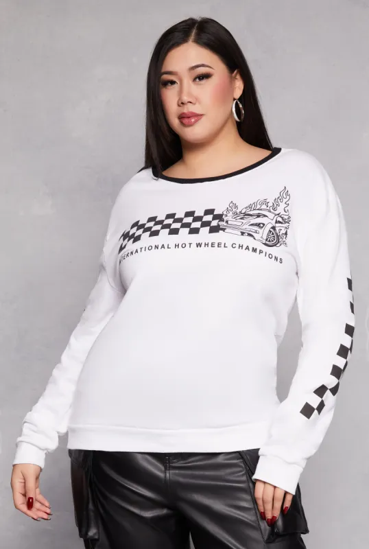 Plus Size Race Car Graphic Sweatshirt sold by Rainbow