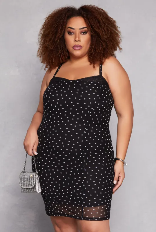 Plus Size Almost Famous Lace Detail Patterned Cami Dress sold by Rainbow