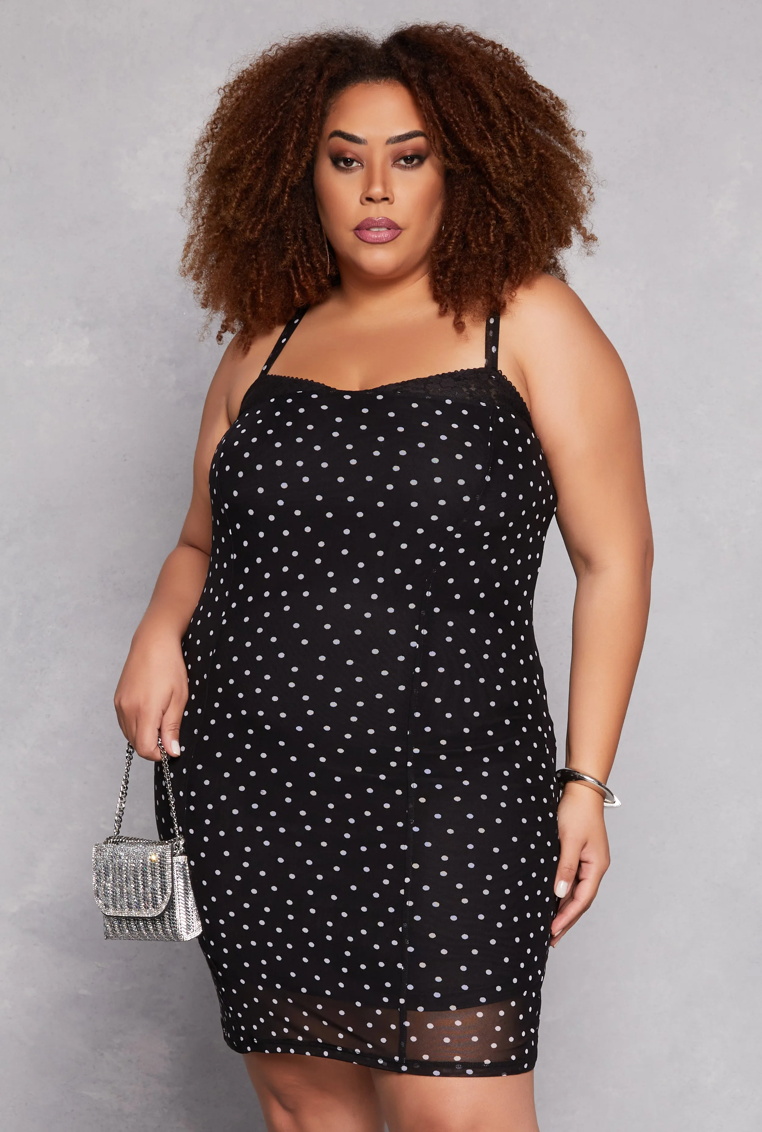 Plus Size Almost Famous Lace Detail Patterned Cami Dress sold by Rainbow