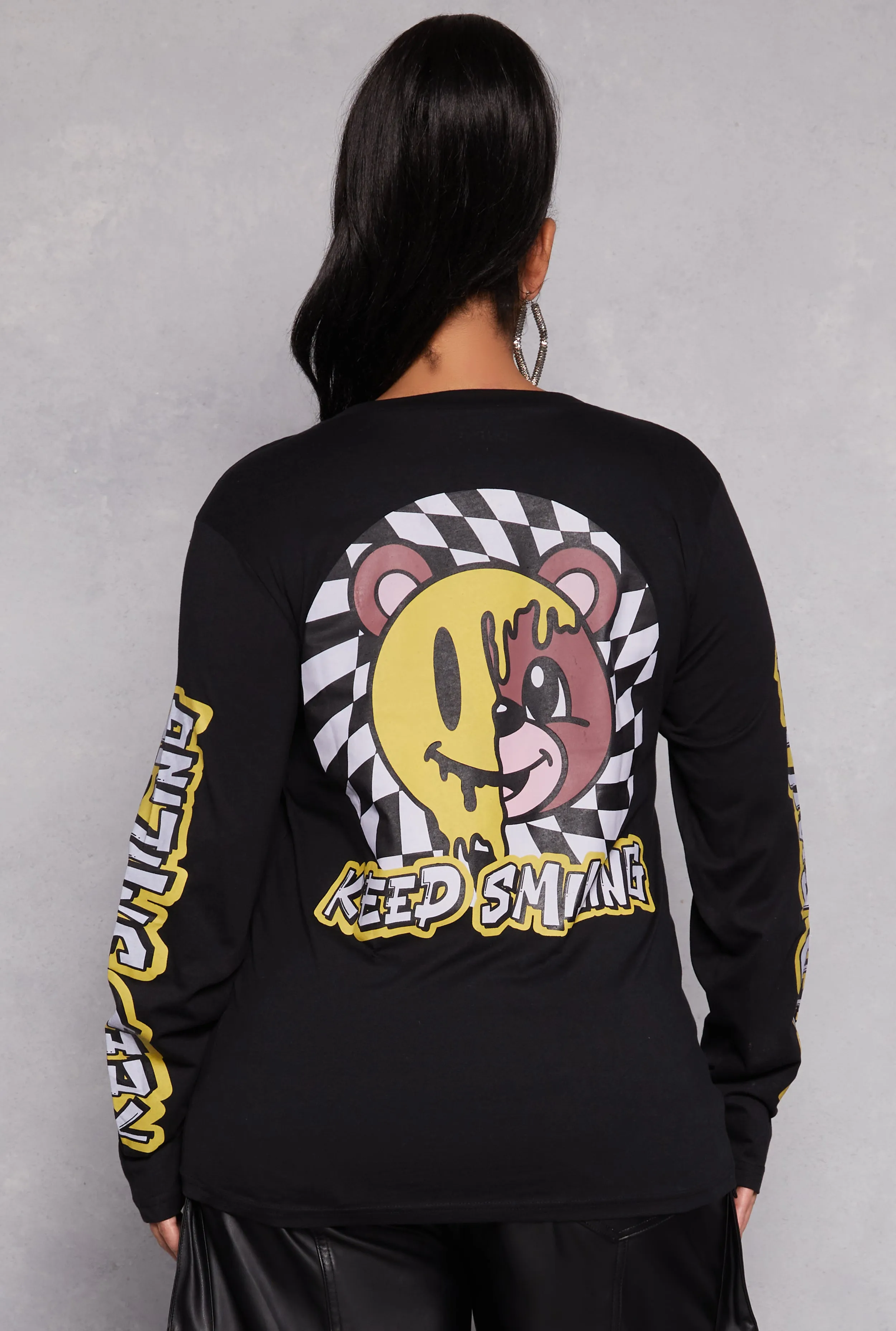 Plus Size Keep Smiling Graphic Long Sleeve Tee sold by Rainbow product image thumbnail 3