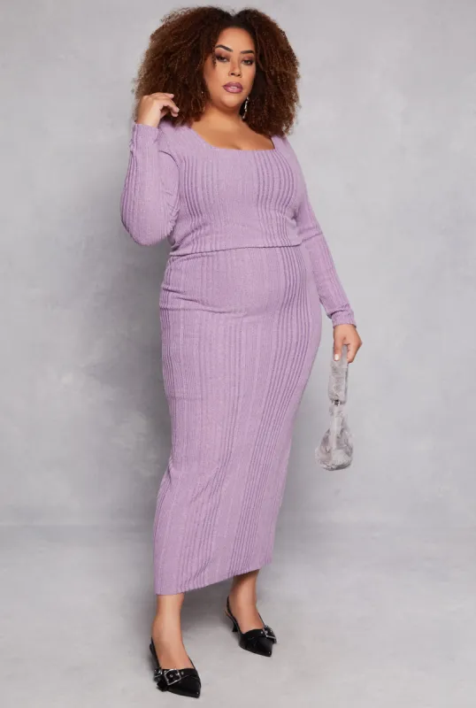 Plus Size Almost Famous Ribbed Knit Maxi Skirt sold by Rainbow
