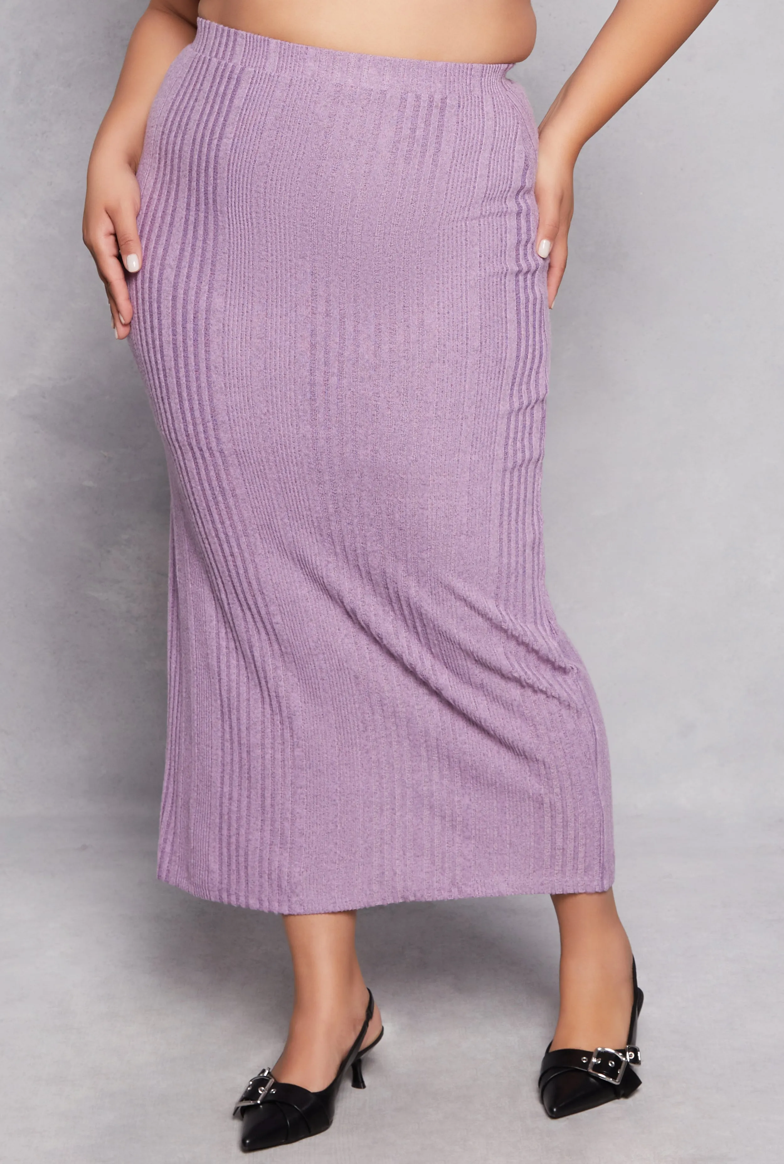 Plus Size Almost Famous Ribbed Knit Maxi Skirt sold by Rainbow product image thumbnail 2