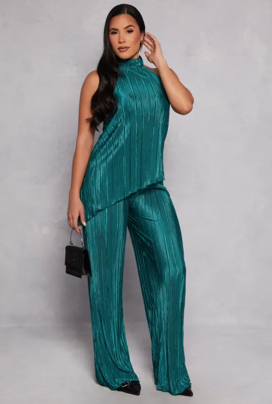 Almost Famous Plisse Wide Leg Pants sold by Rainbow