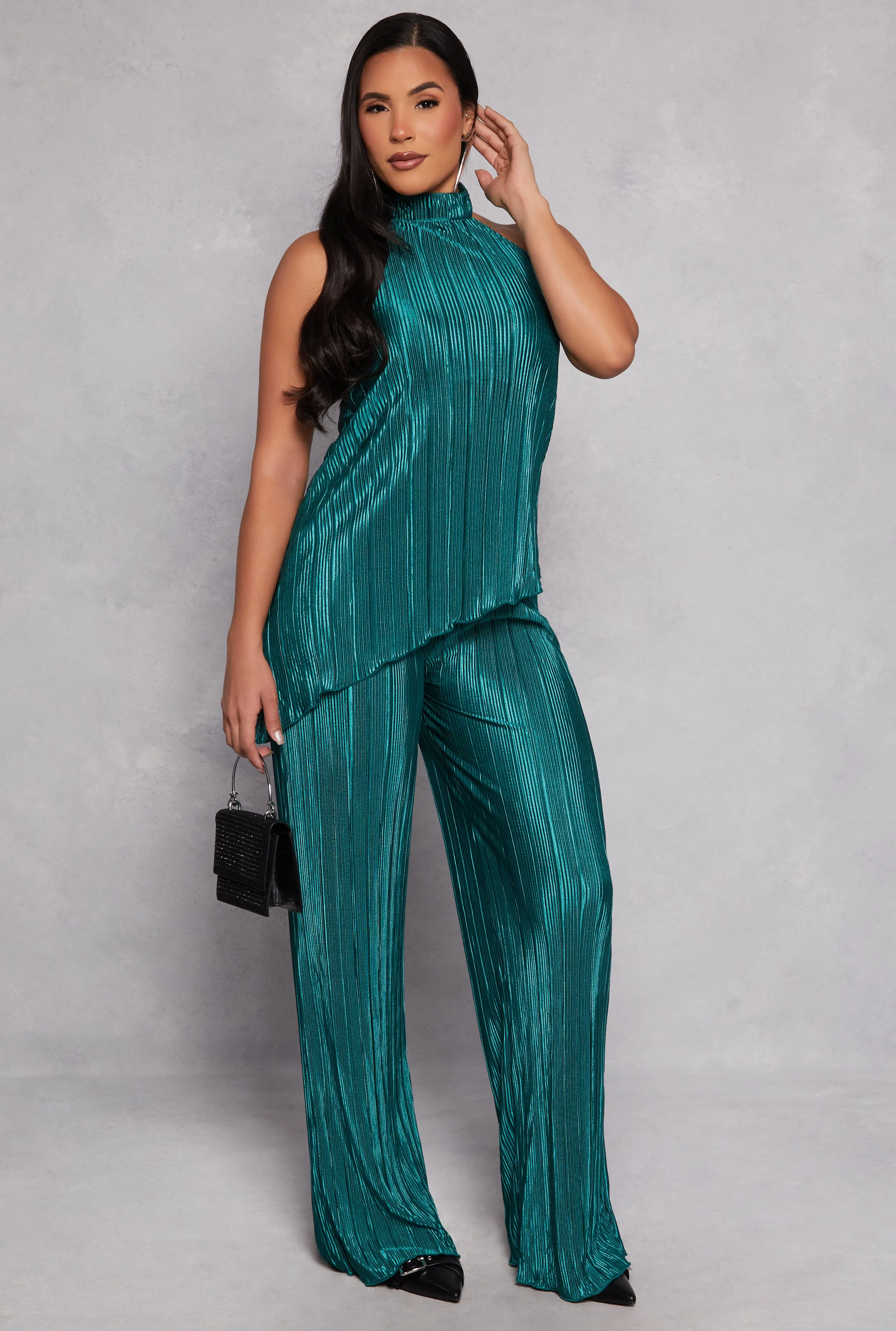 Almost Famous Plisse Wide Leg Pants sold by Rainbow