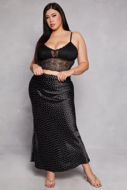 Plus Size Almost Famous Patterned Satin Maxi Slip Skirt sold by Rainbow