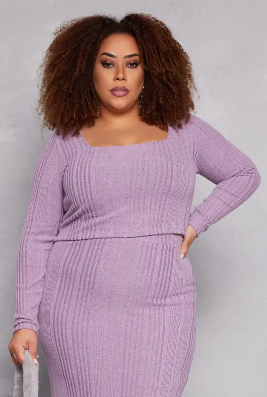 Plus Size Almost Famous Ribbed Knit Crop Top sold by Rainbow
