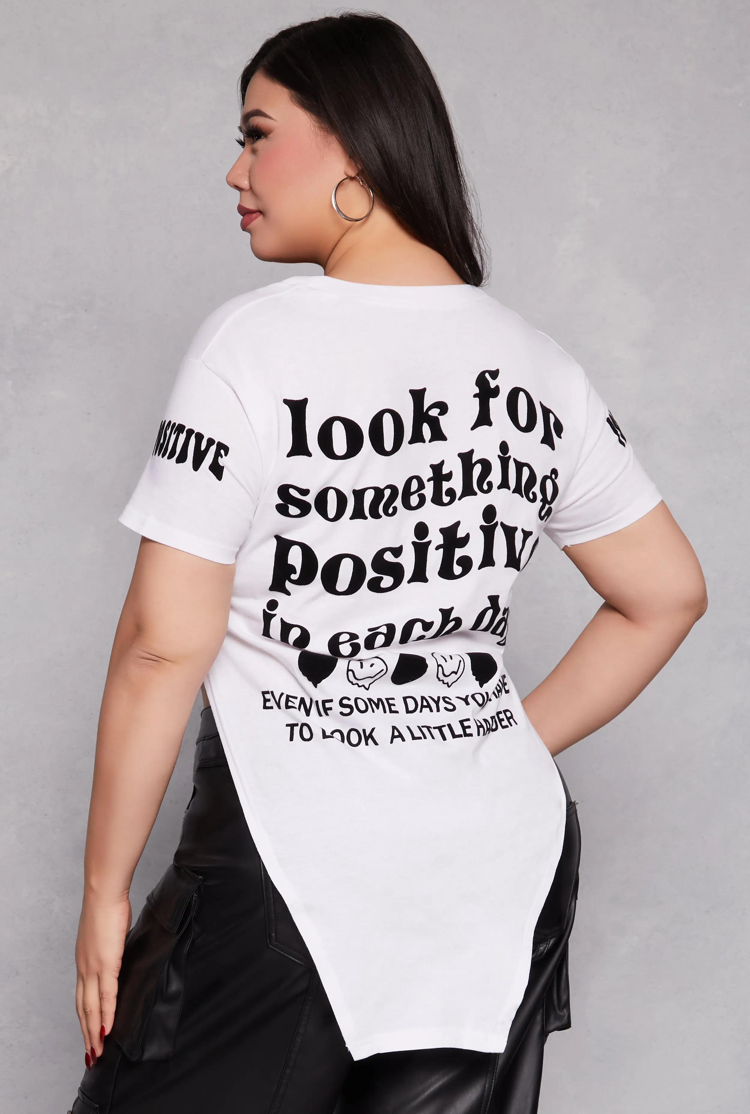 Plus Size Velvet Burnout Good Vibes Only Graphic Tee sold by Rainbow product image thumbnail 3