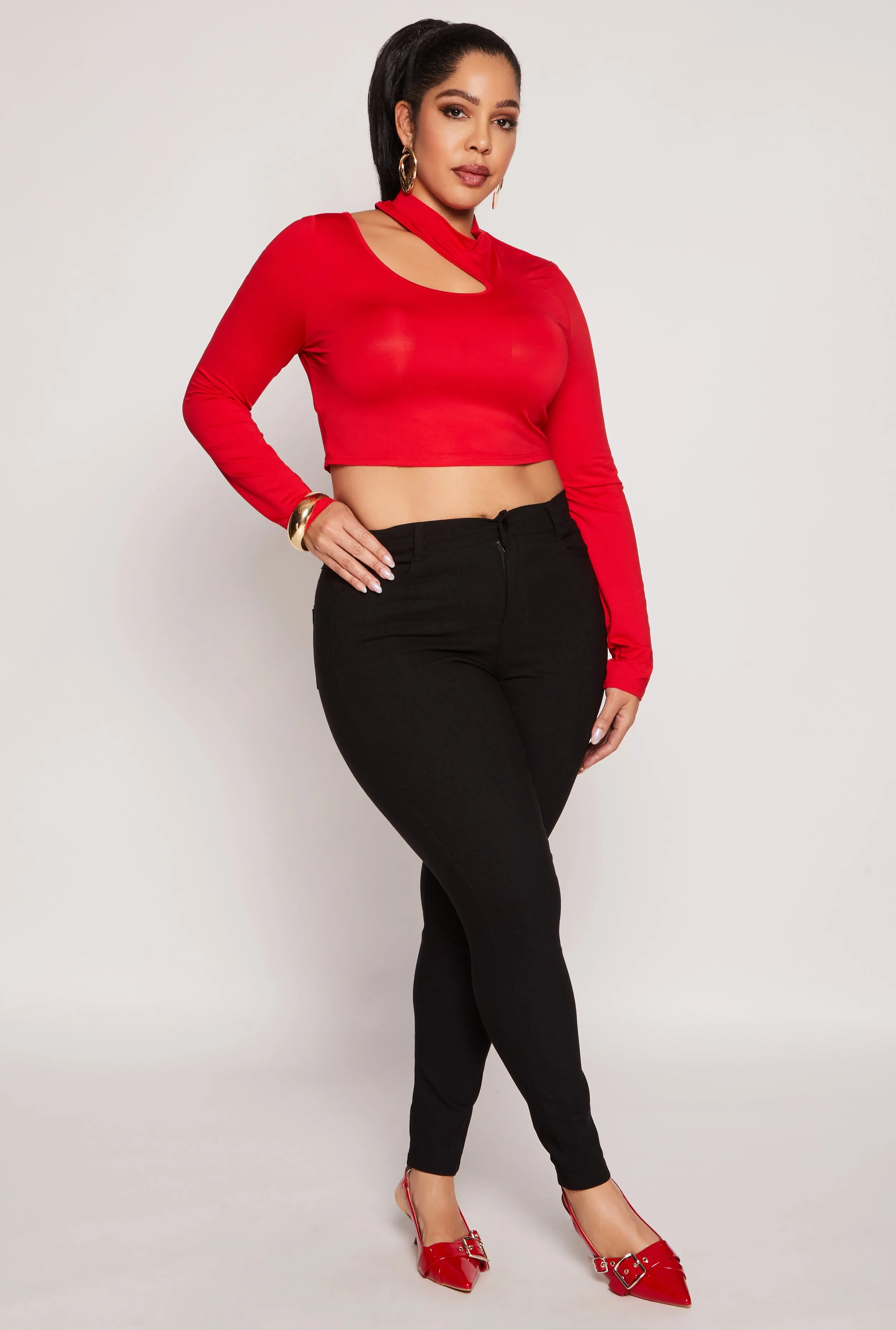 Plus Size Daisy Asymmetrical Cut Out Crop Top sold by Rainbow product image thumbnail 2