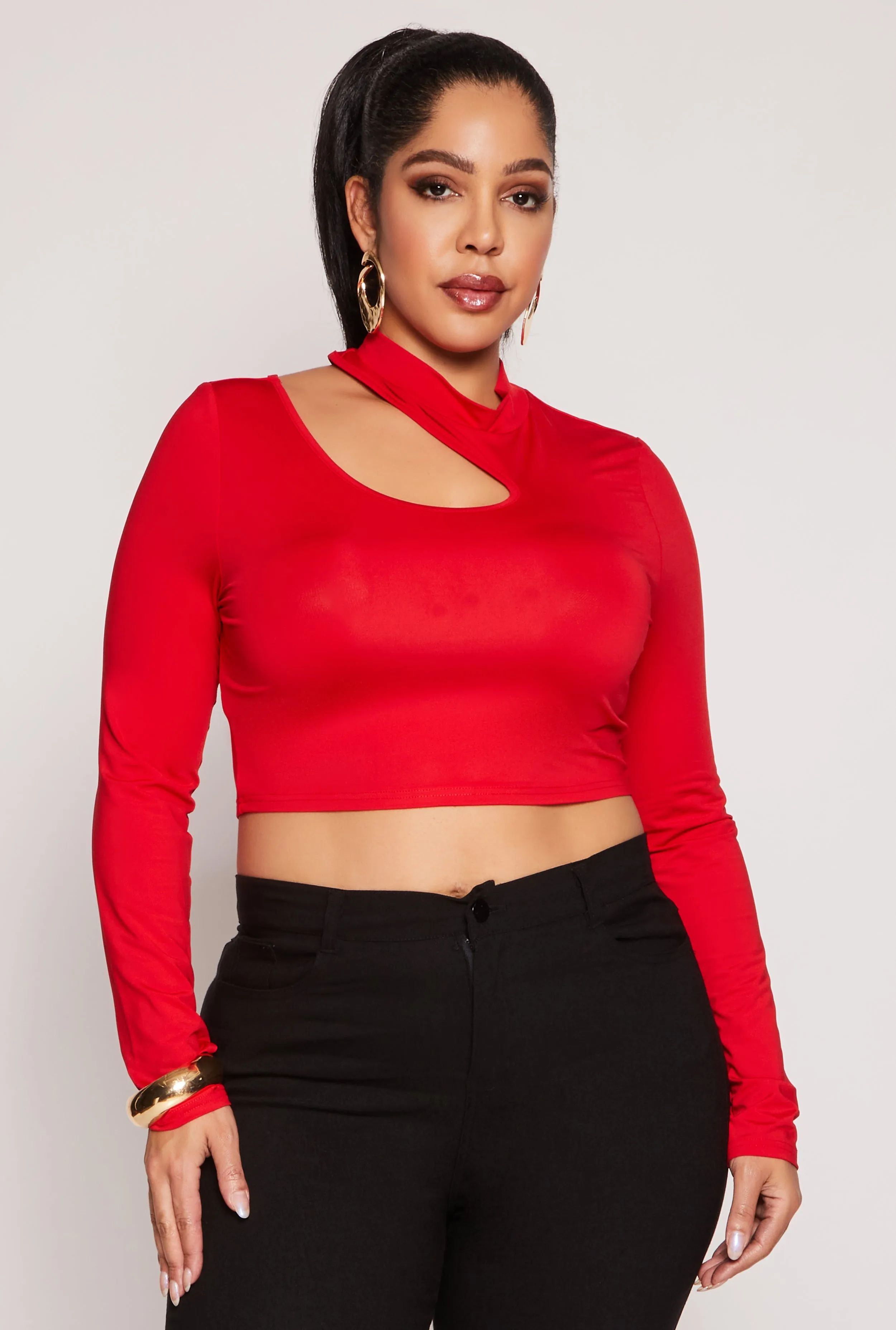 Plus Size Daisy Asymmetrical Cut Out Crop Top sold by Rainbow