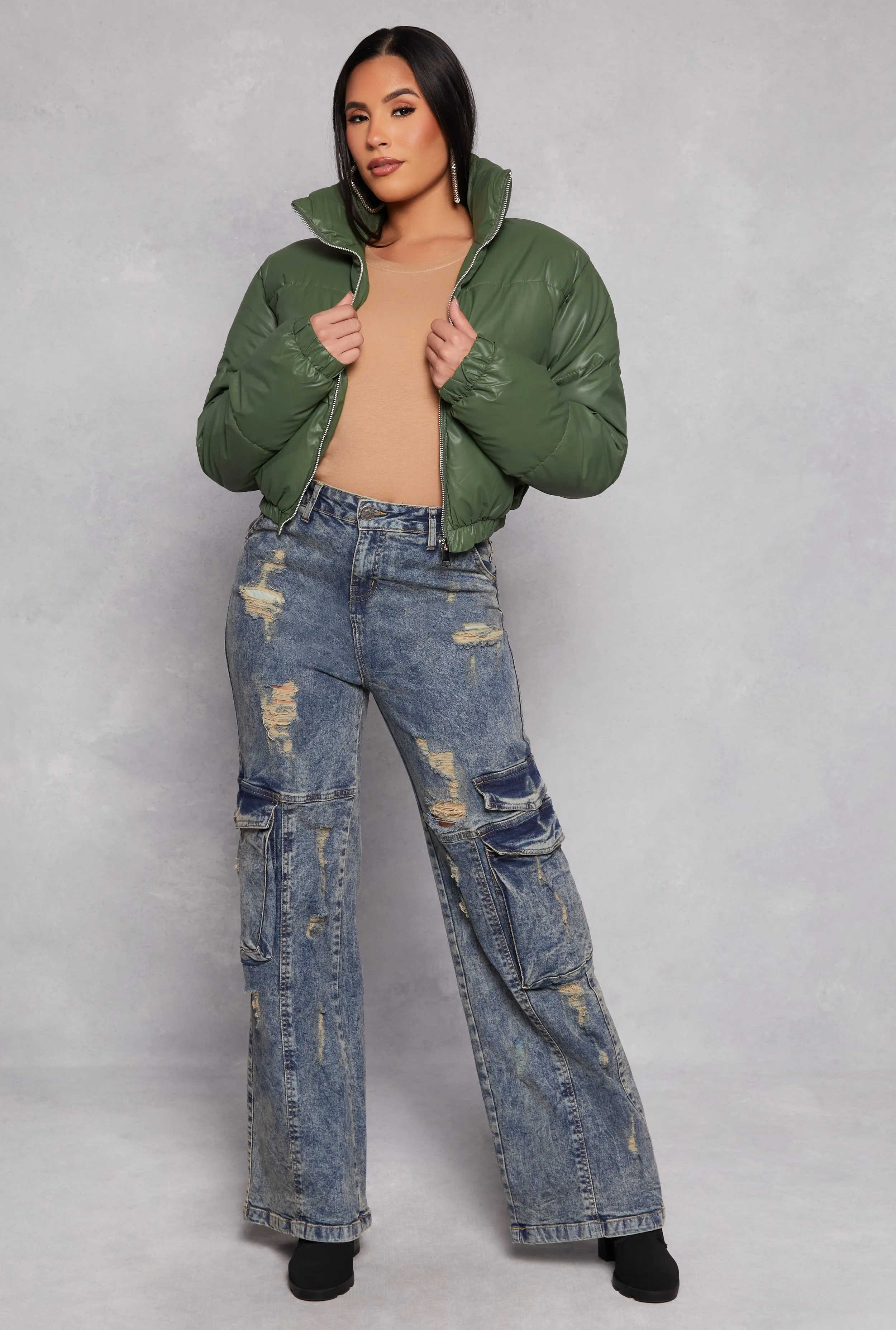 Daisy Faux Leather Puffer Jacket sold by Rainbow product image thumbnail 2