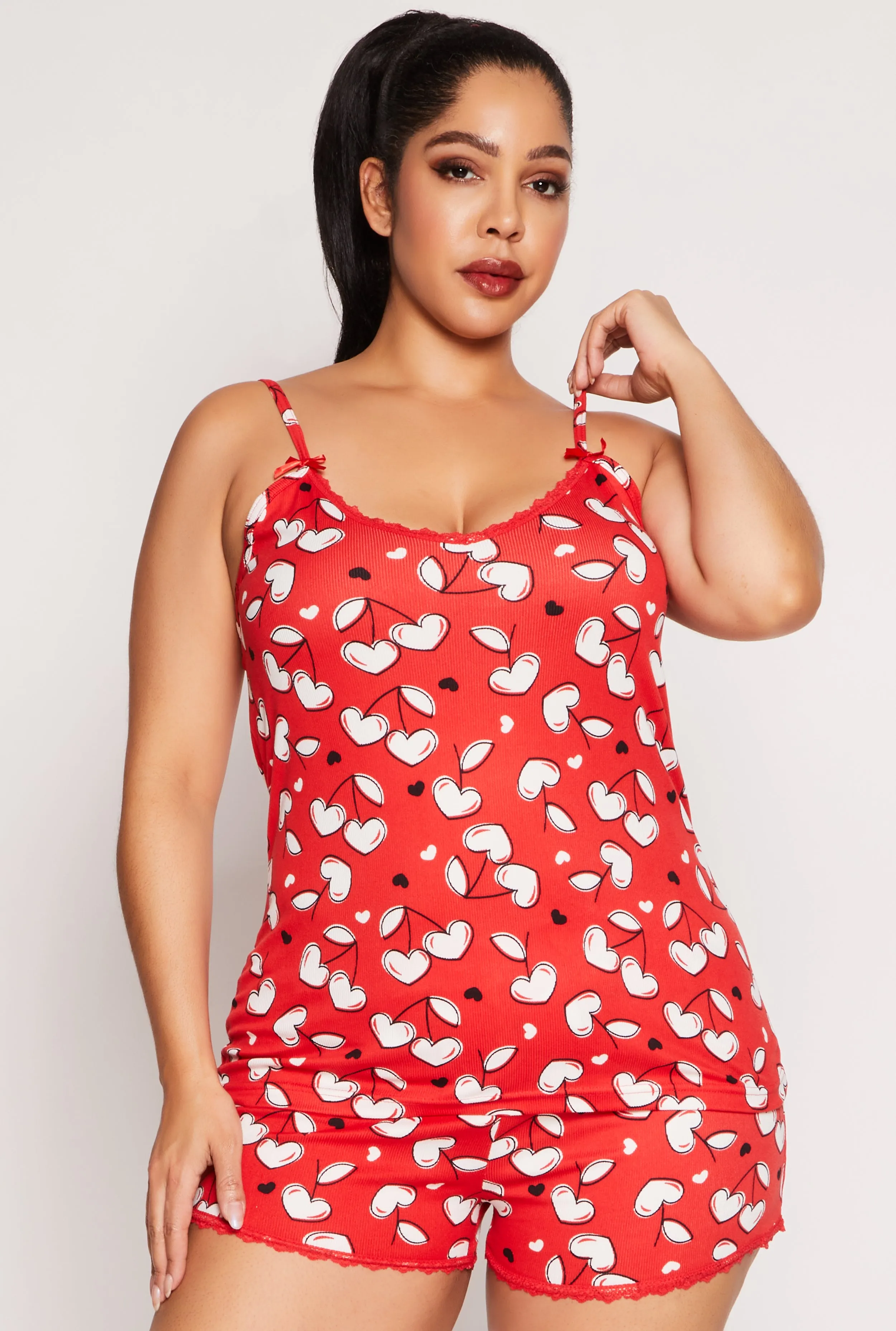 Plus Size Heart Cherry Pajama Cami with Shorts sold by Rainbow