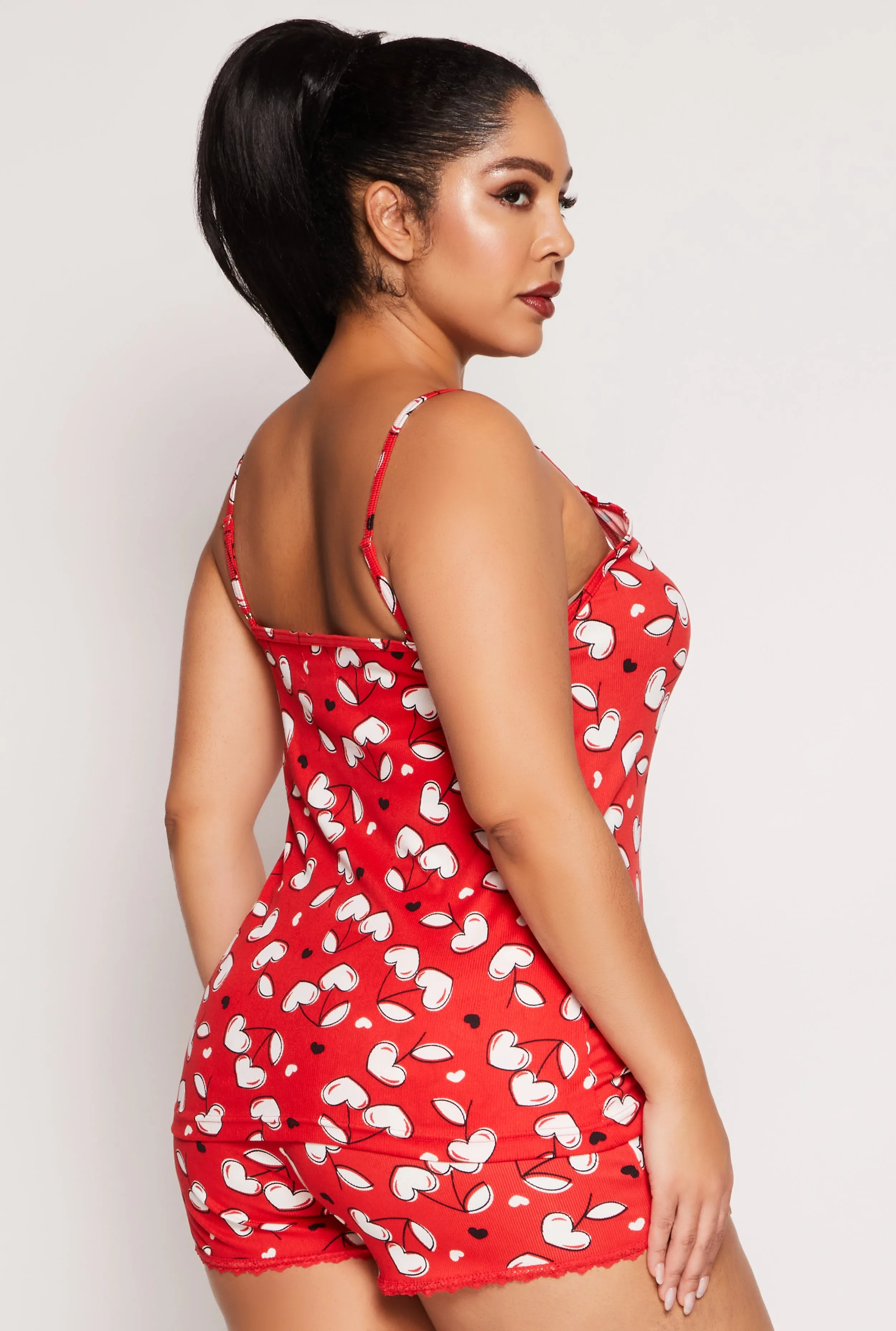 Plus Size Heart Cherry Pajama Cami with Shorts sold by Rainbow product image thumbnail 2