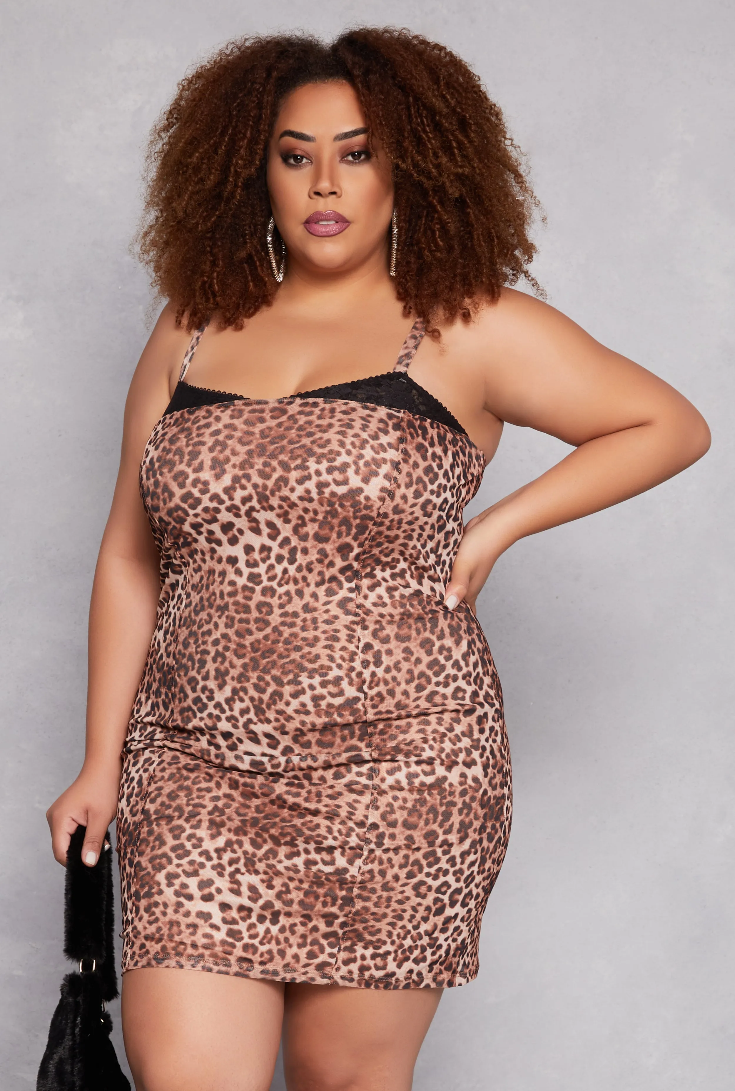 Plus Size Almost Famous Lace Detail Patterned Cami Dress sold by Rainbow