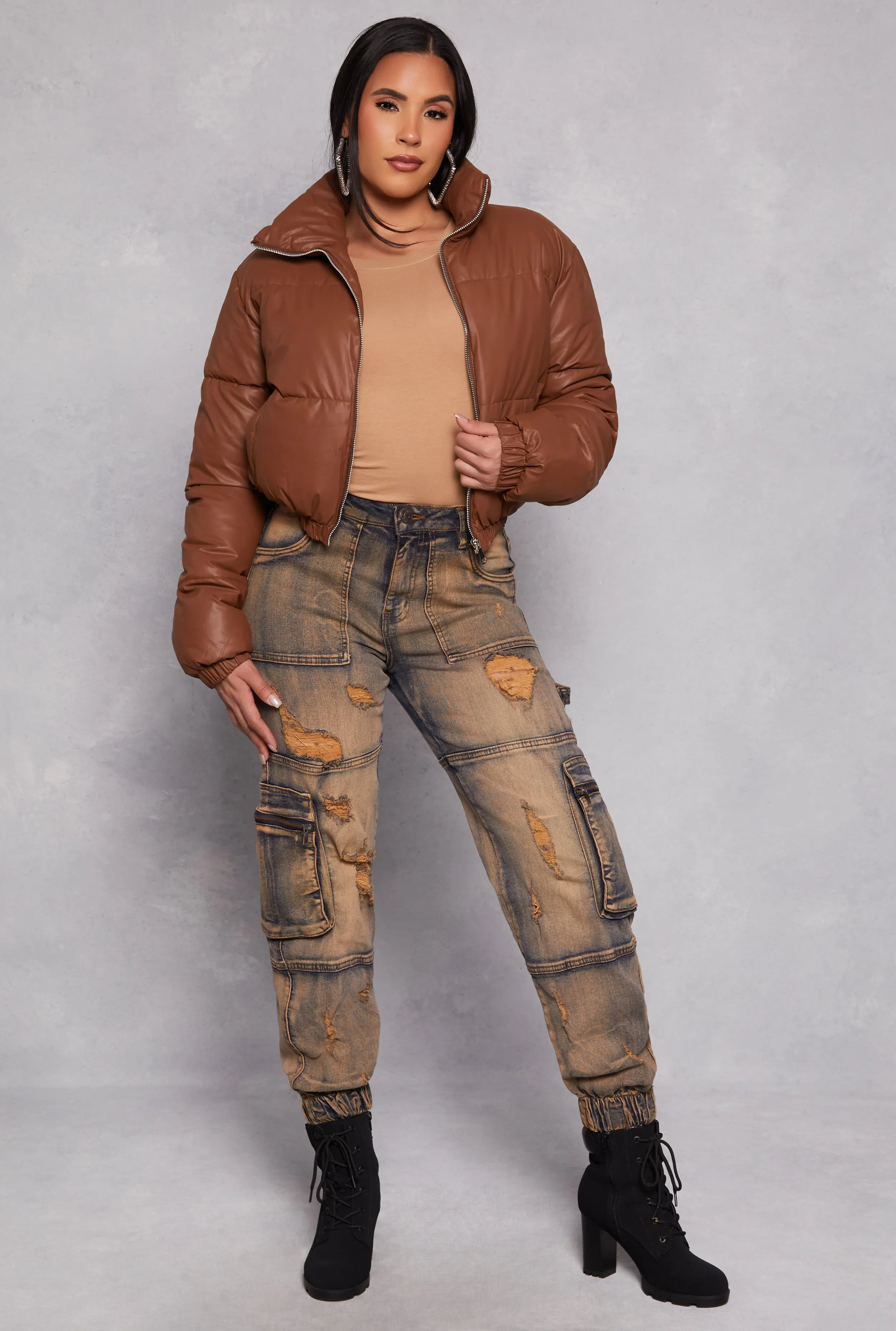 Daisy Faux Leather Puffer Jacket sold by Rainbow product image thumbnail 2