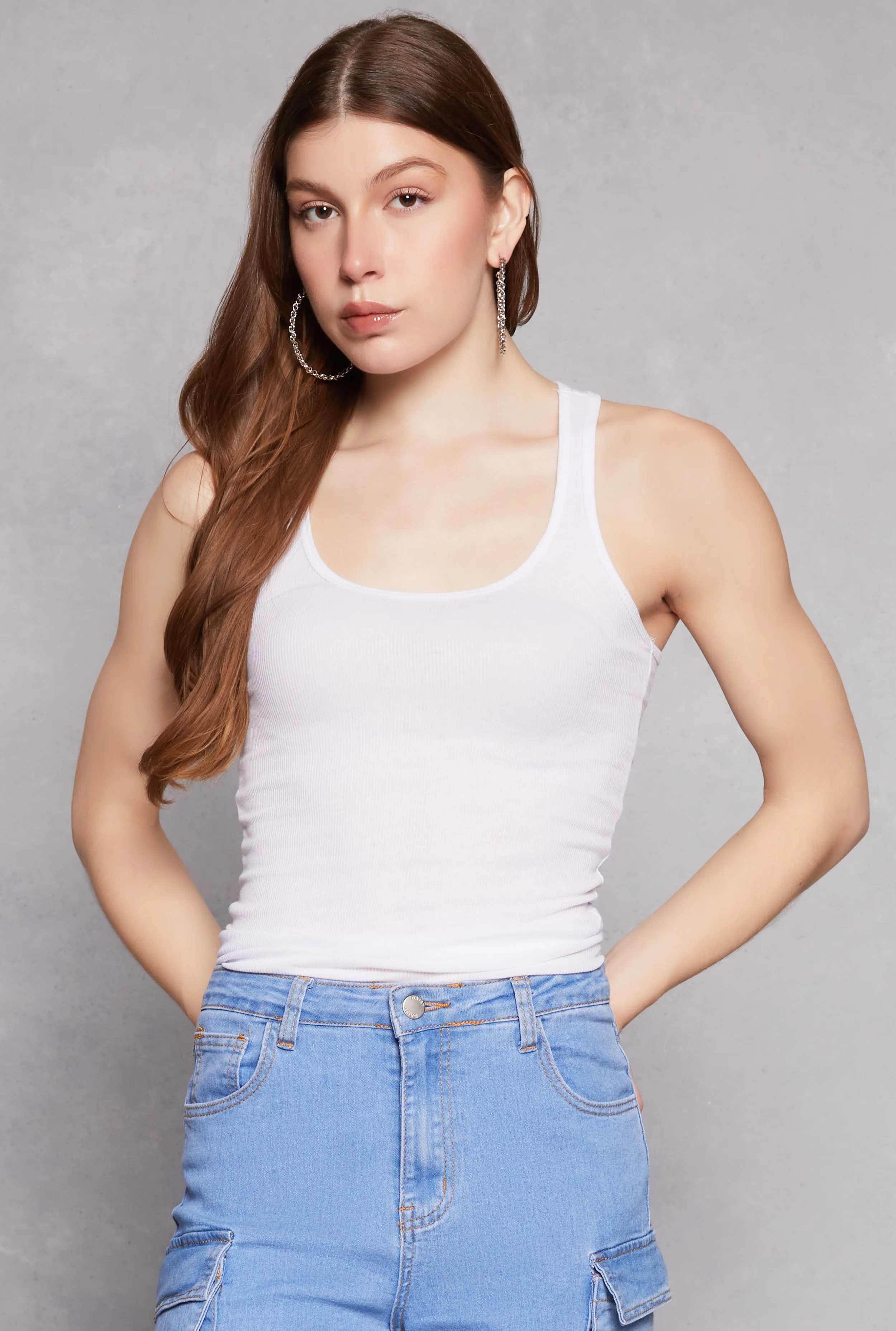 Ribbed Knit Racerback Tank Top sold by Rainbow