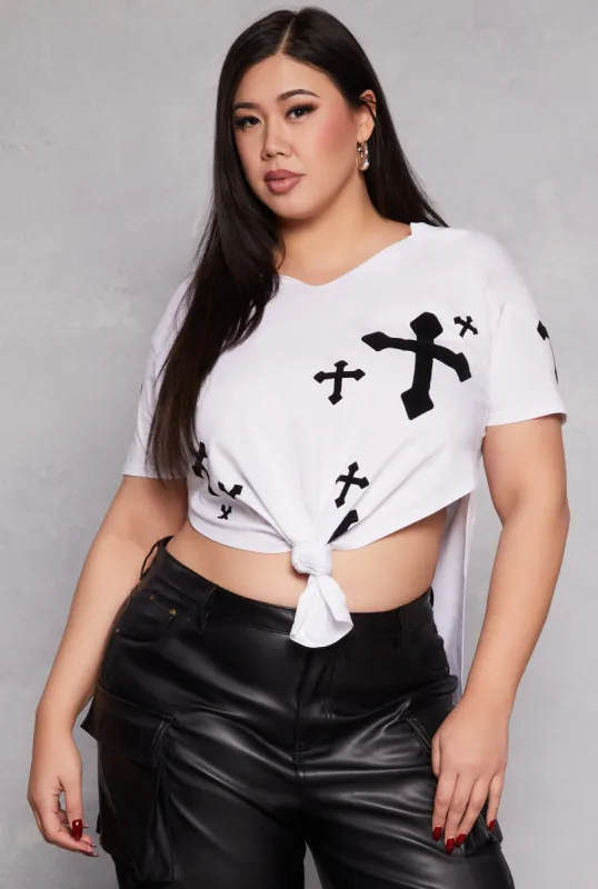 Plus Size Cross Print Tee sold by Rainbow