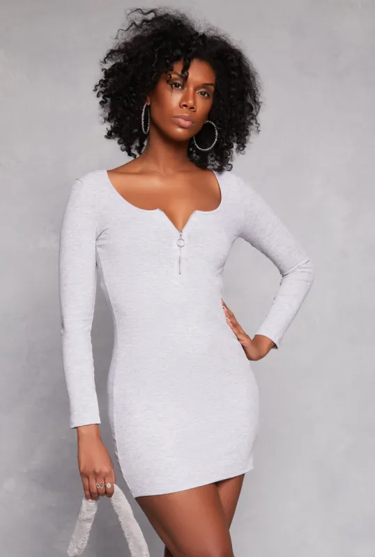 Zip Front Long Sleeve Dress sold by Rainbow