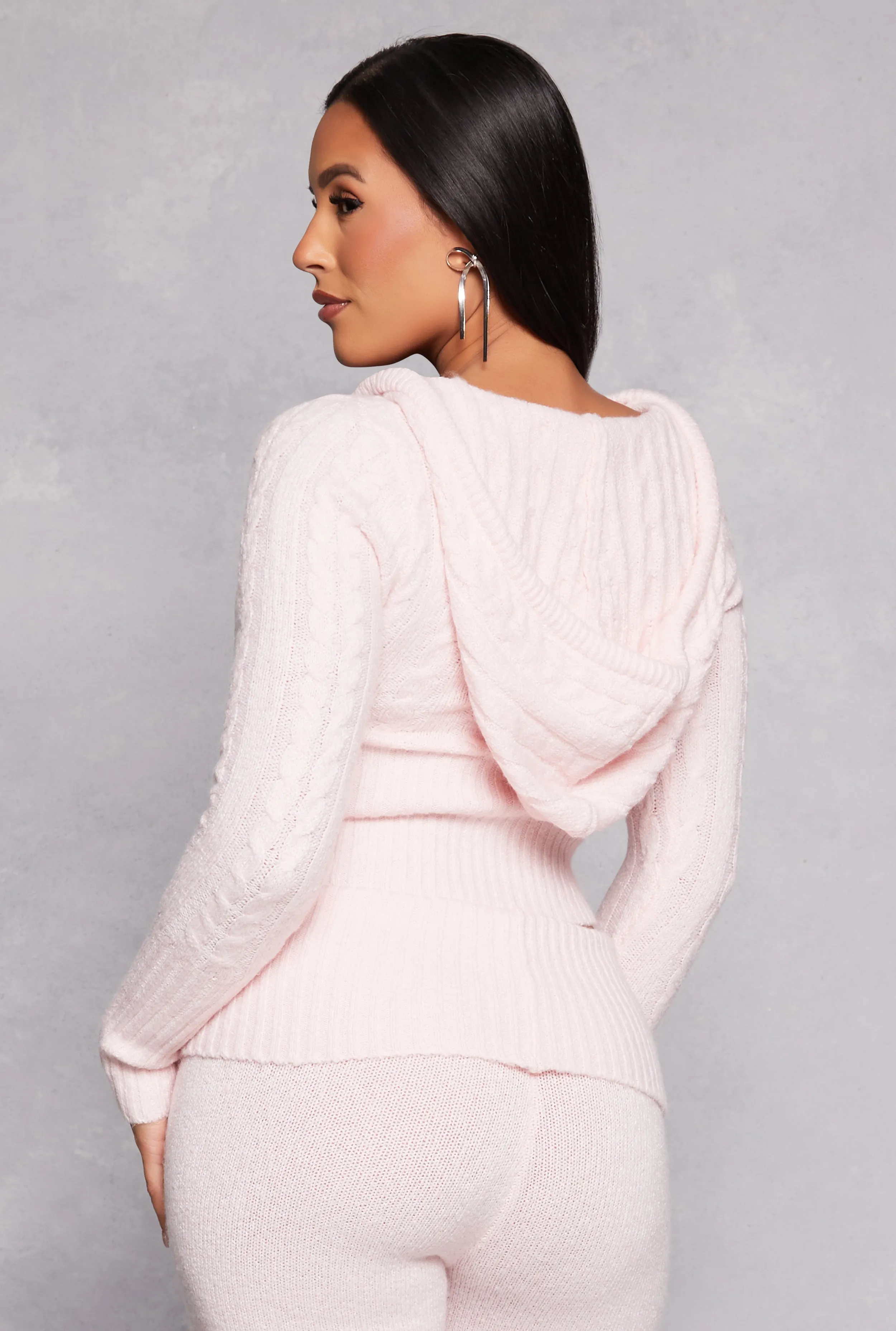 Almost Famous Cable Knit Zip Front Hoodie sold by Rainbow product image thumbnail 3