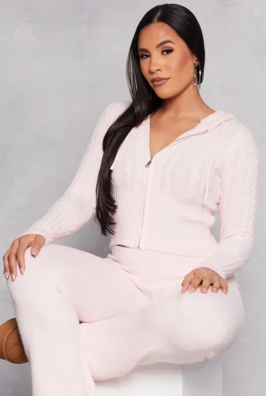 Almost Famous Cable Knit Zip Front Hoodie sold by Rainbow