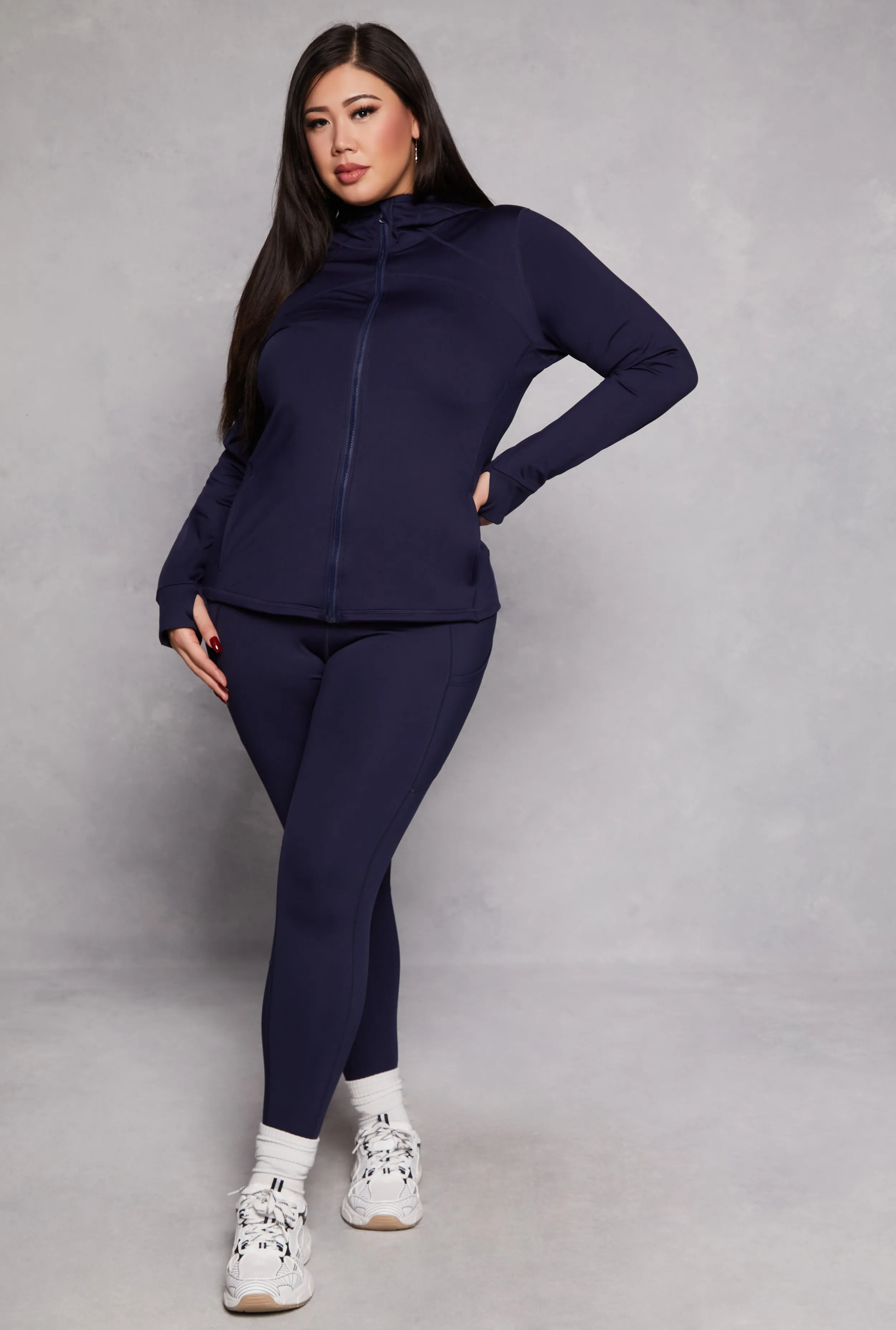 Plus Size Zip Front Hooded Track Jacket sold by Rainbow product image thumbnail 2