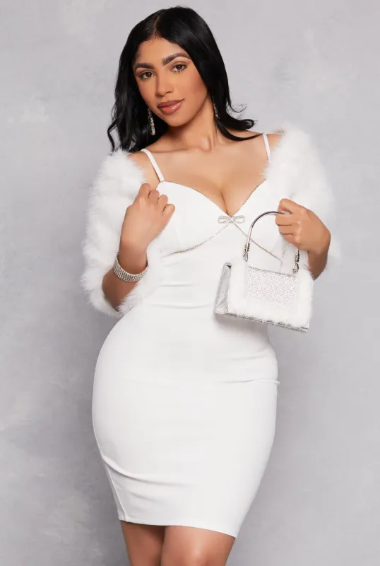 Almost Famous Rhinestone Bow Detail Dress sold by Rainbow