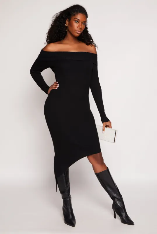Asymmetrical Off The Shoulder Dress sold by Rainbow