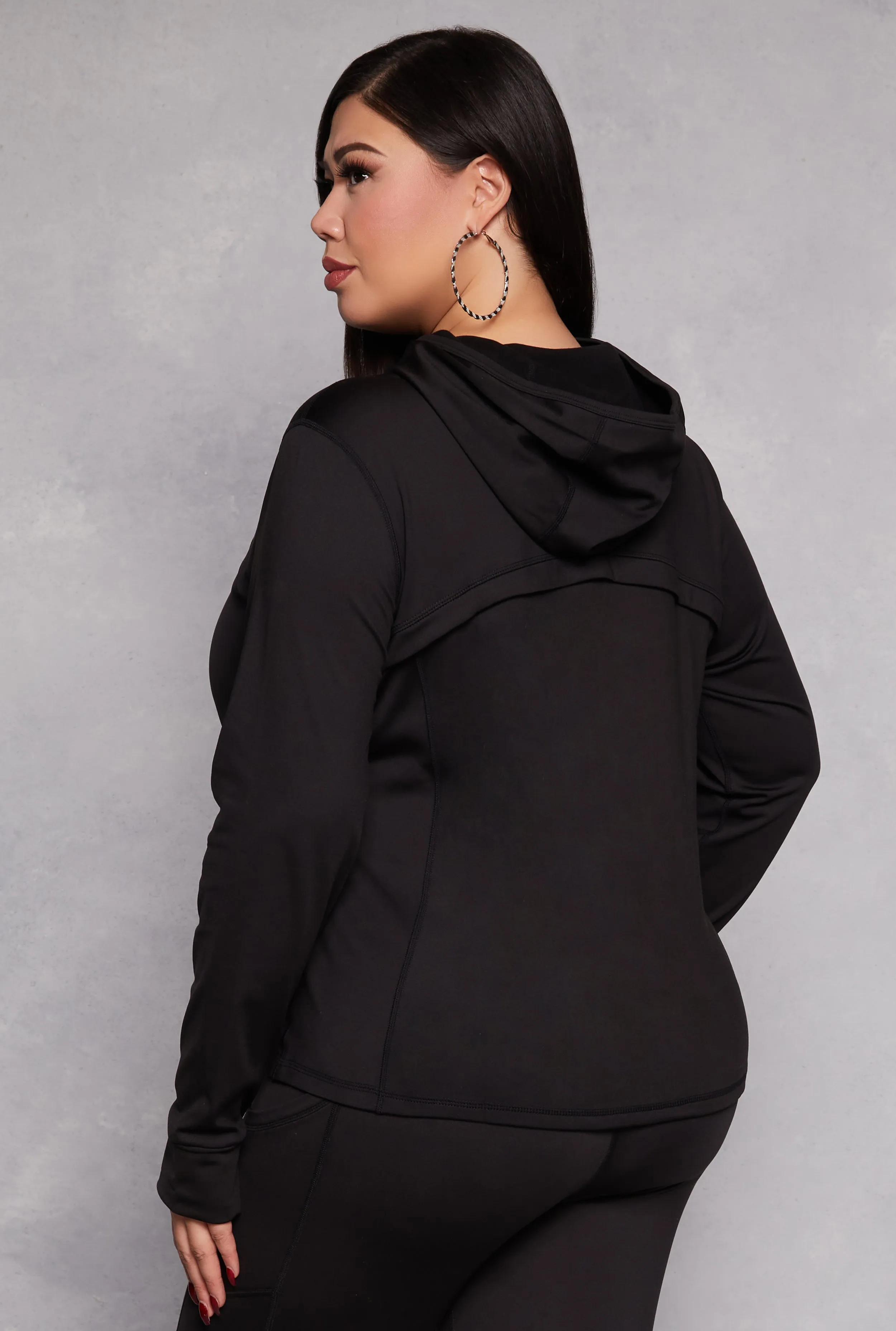 Plus Size Zip Front Hooded Track Jacket sold by Rainbow product image thumbnail 3