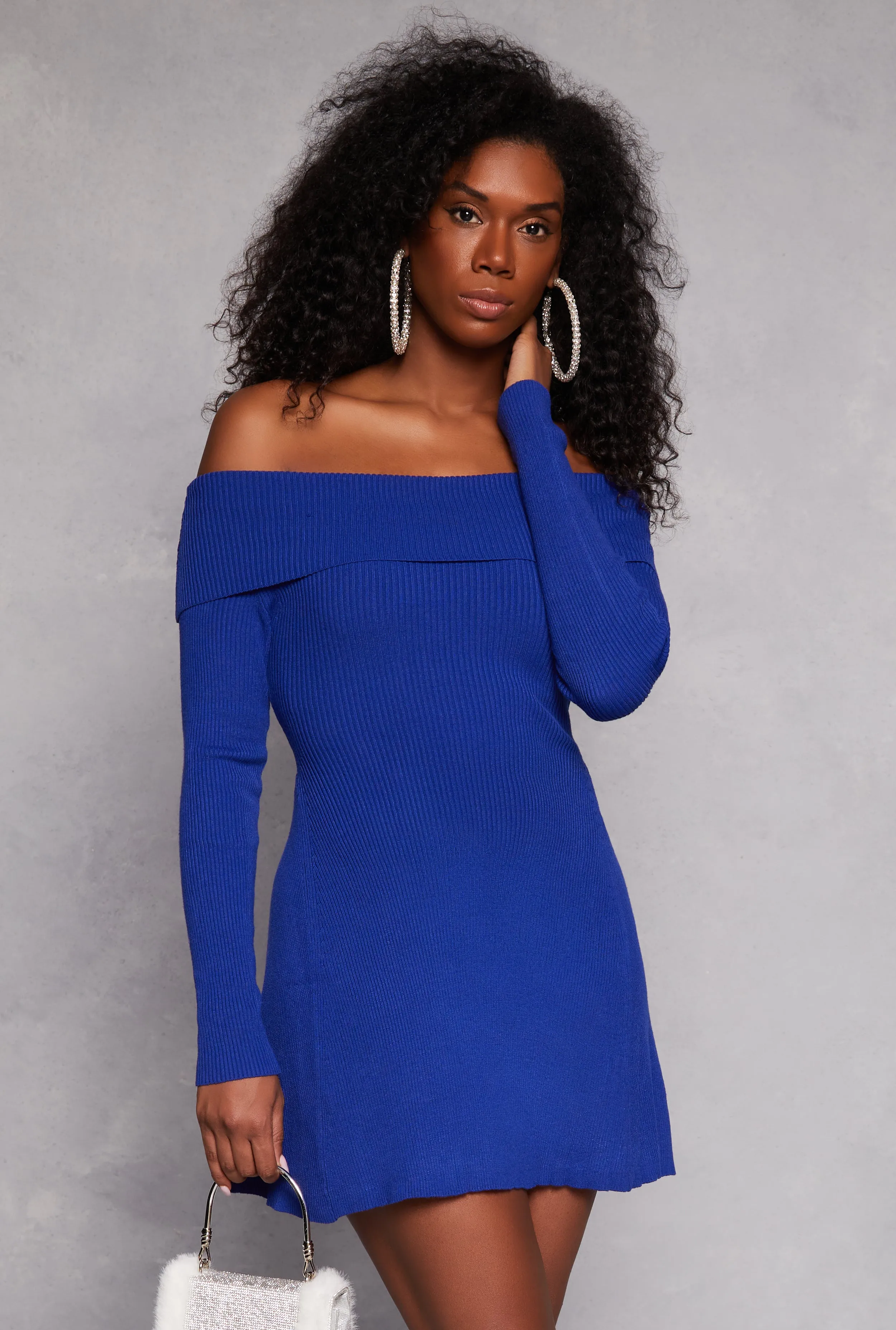 Ribbed Knit Off The Shoulder Dress sold by Rainbow