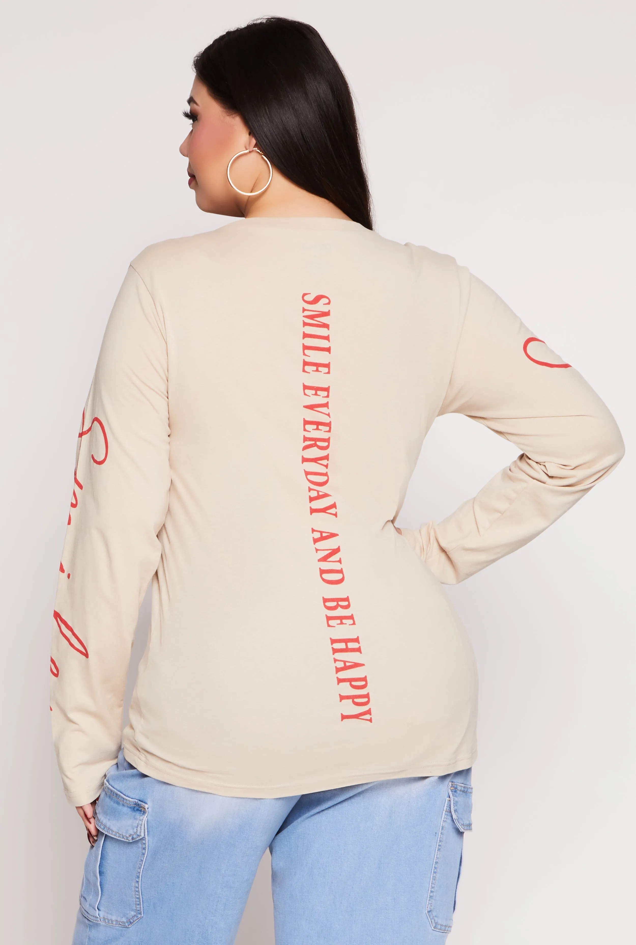 Plus Size Sequin Smile Long Sleeve Tee sold by Rainbow product image thumbnail 3