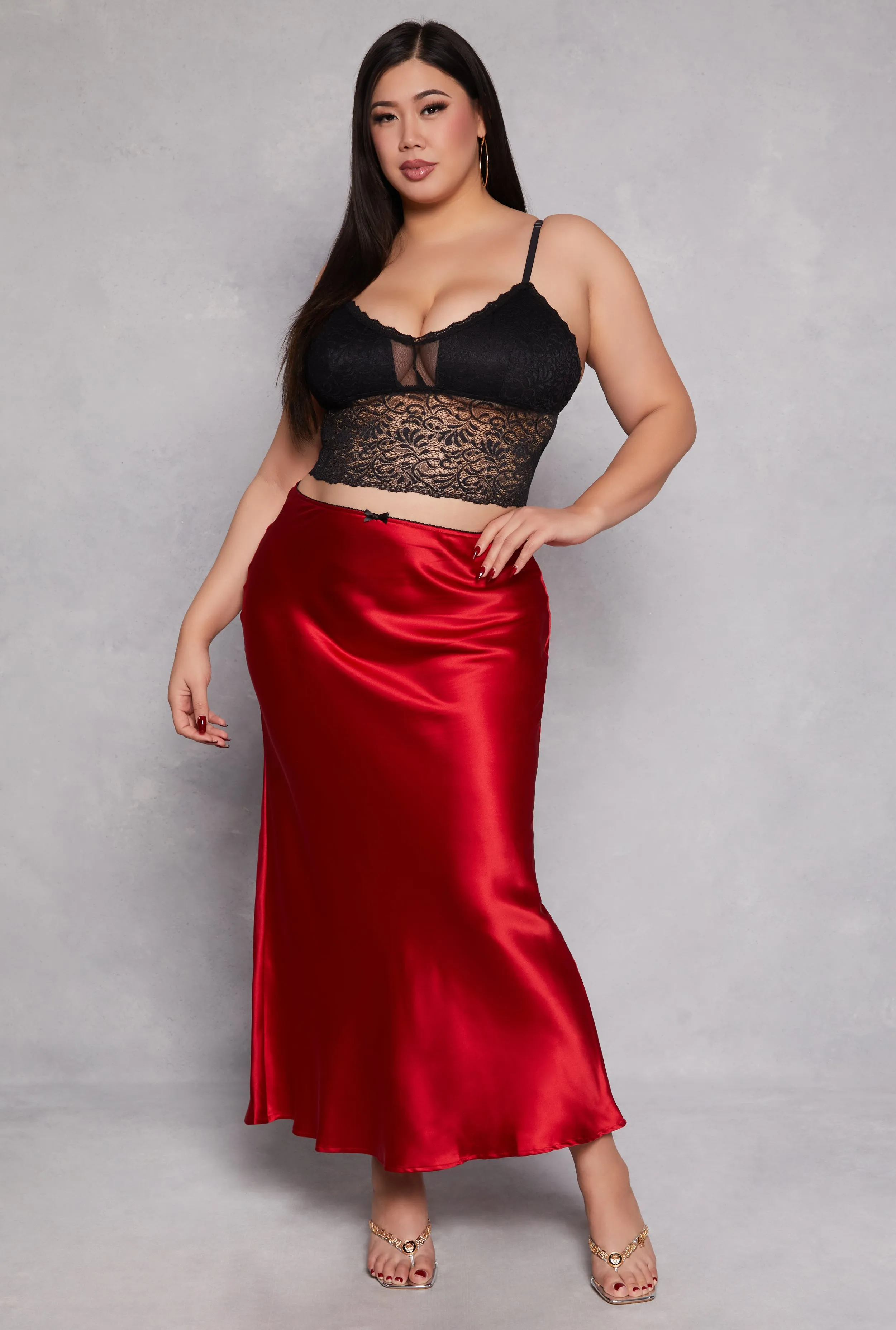 Plus Size Almost Famous Satin Slip Skirt sold by Rainbow