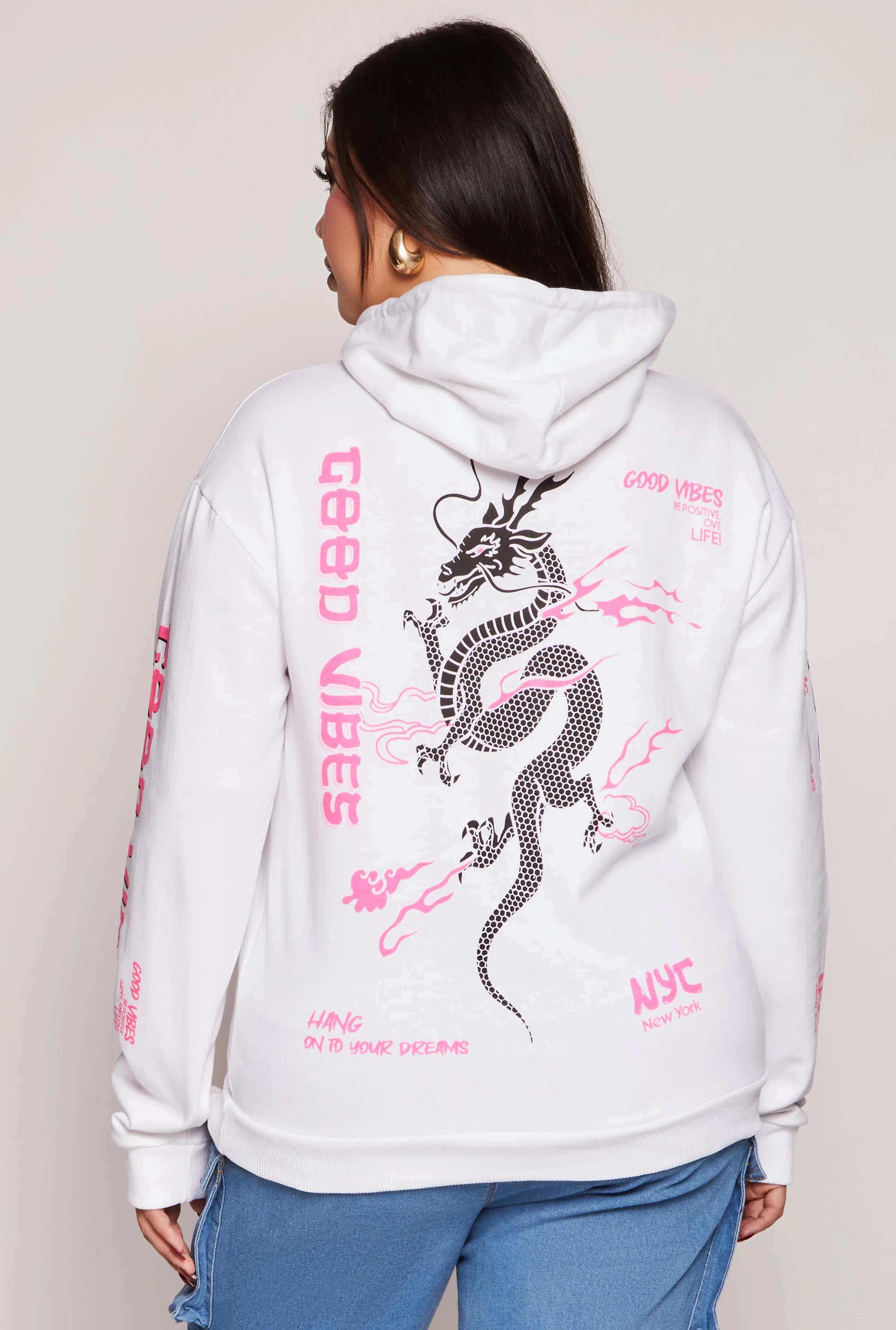 Plus Size Good Vibes Pullover Hoodie sold by Rainbow