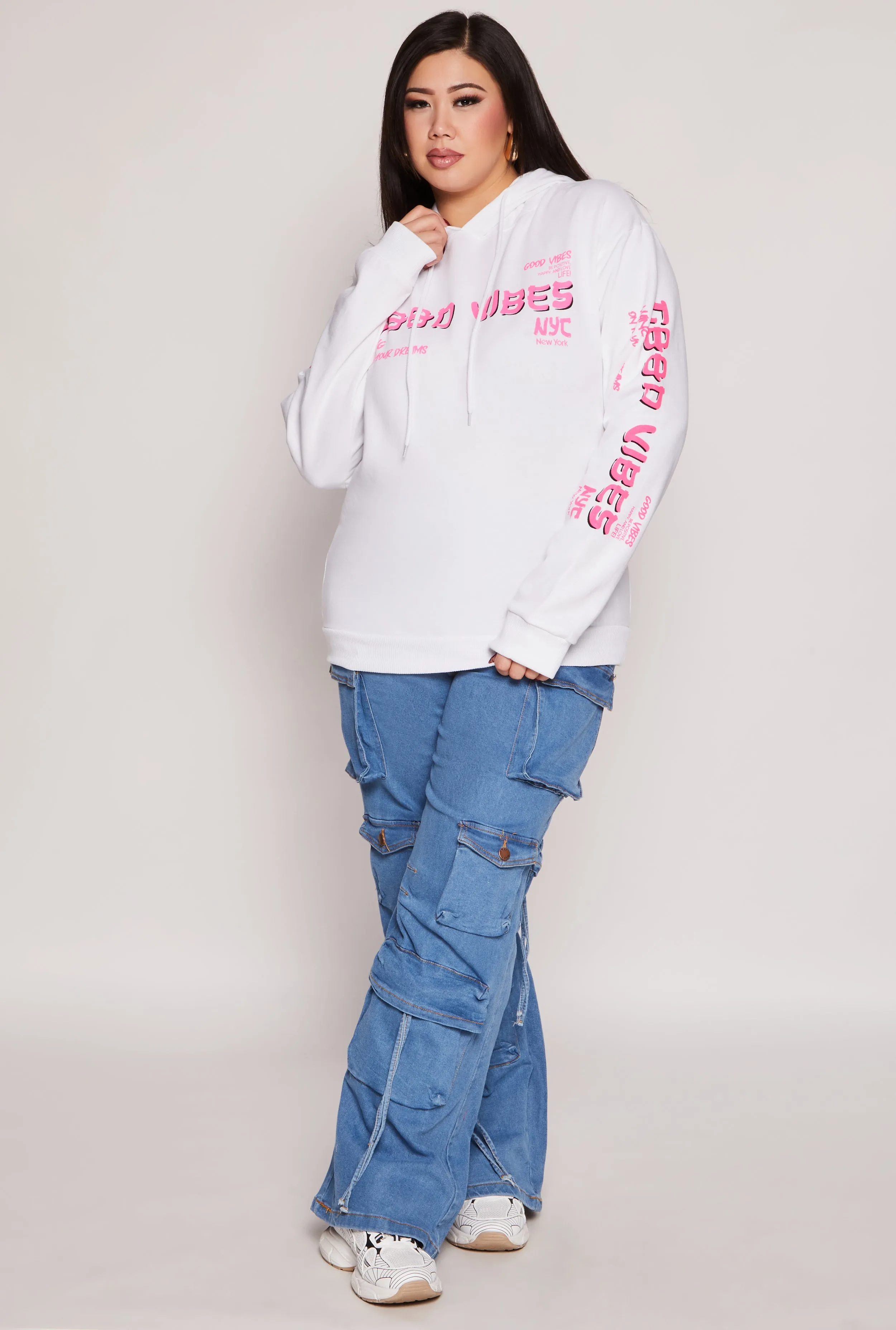 Plus Size Good Vibes Pullover Hoodie sold by Rainbow product image thumbnail 2