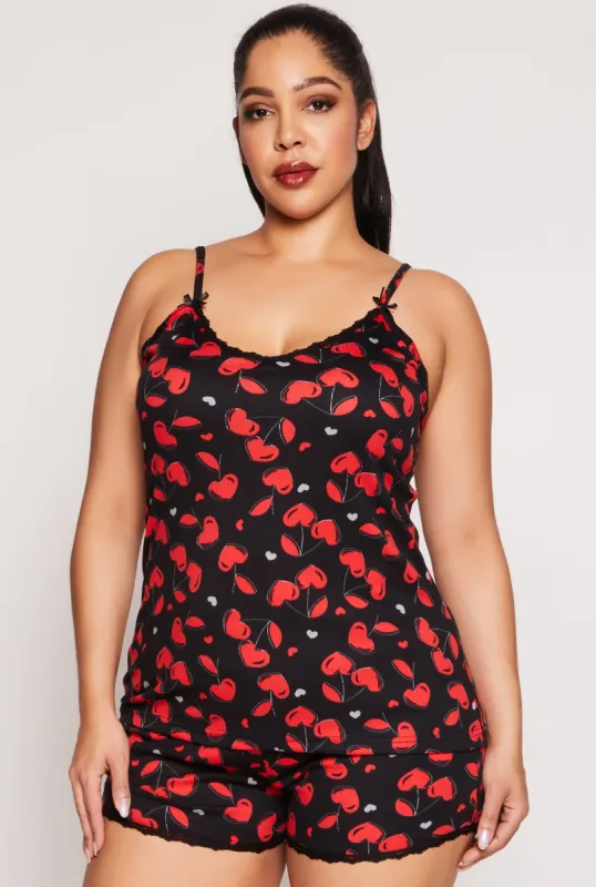 Plus Size Heart Cherry Pajama Cami with Shorts sold by Rainbow