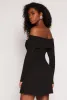 Ribbed Knit Off The Shoulder Dress sold by Rainbow