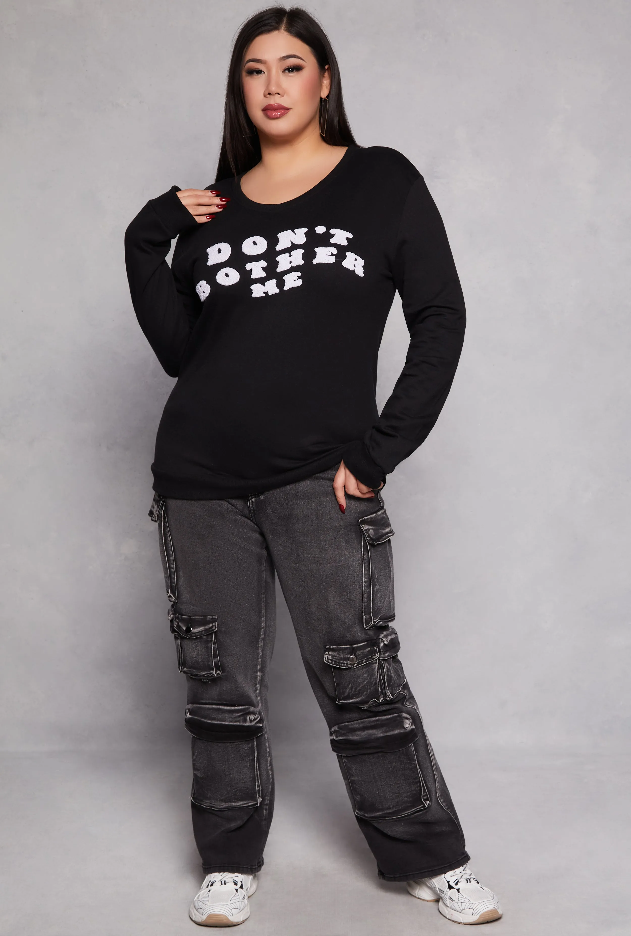 Plus Size Chenille Dont Bother Me Sweatshirt sold by Rainbow product image thumbnail 2