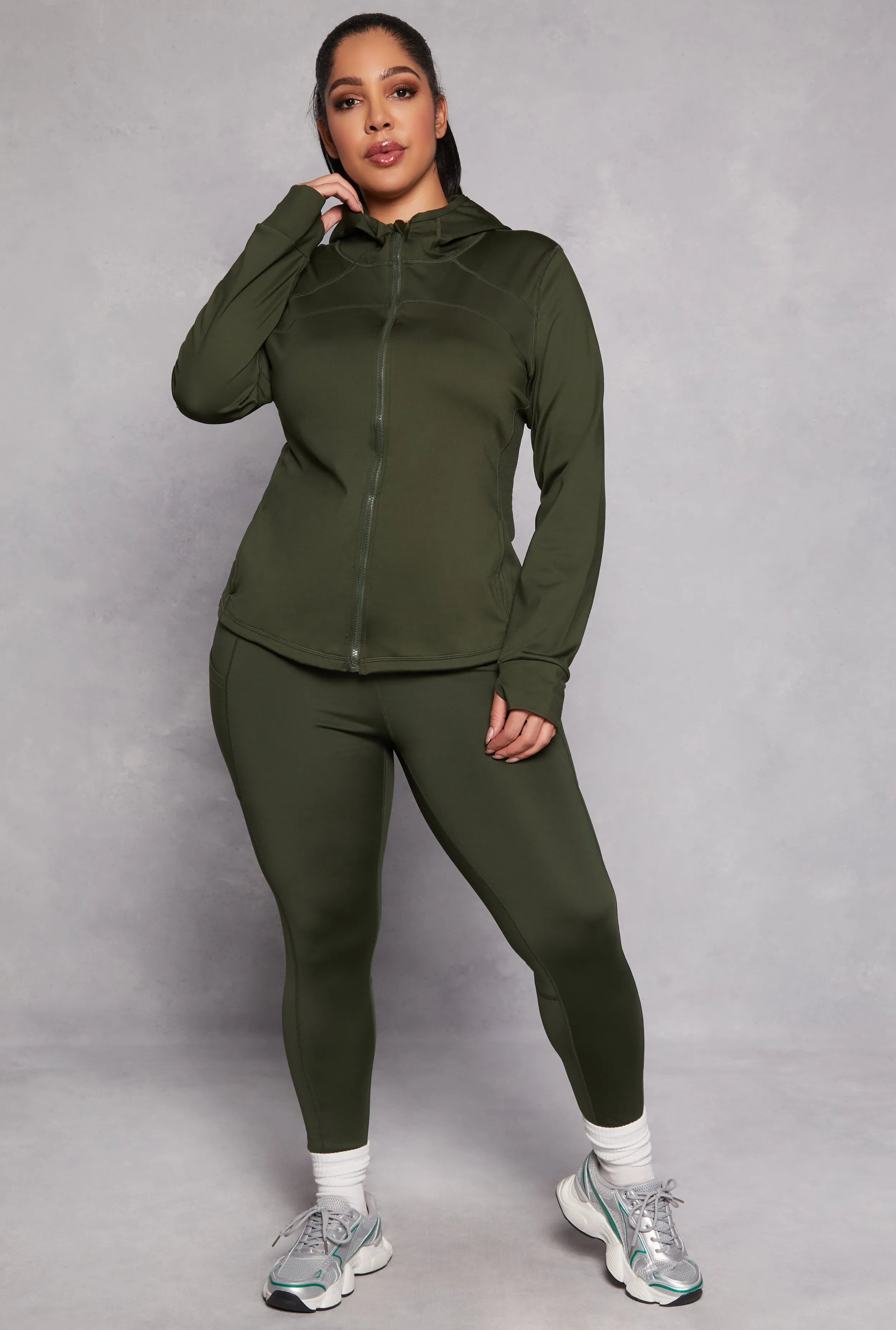 Plus Size Zip Front Hooded Track Jacket sold by Rainbow product image thumbnail 2